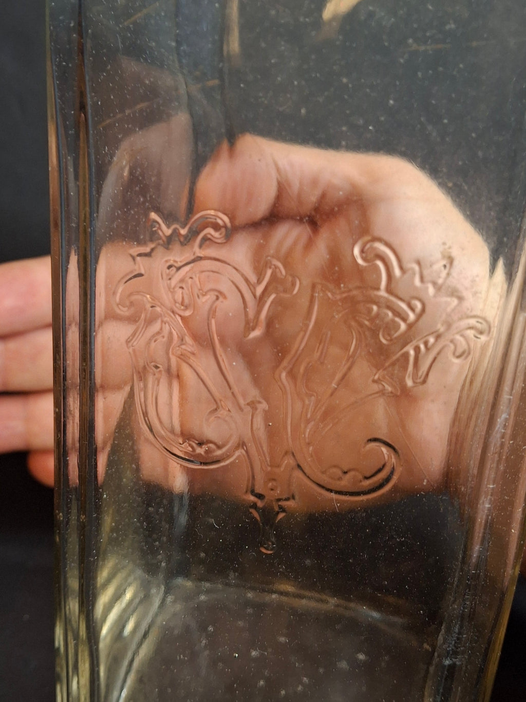 Antique Victorian Era Glass Apothecary / Bar Bottle with Embossed "VC" Monogram