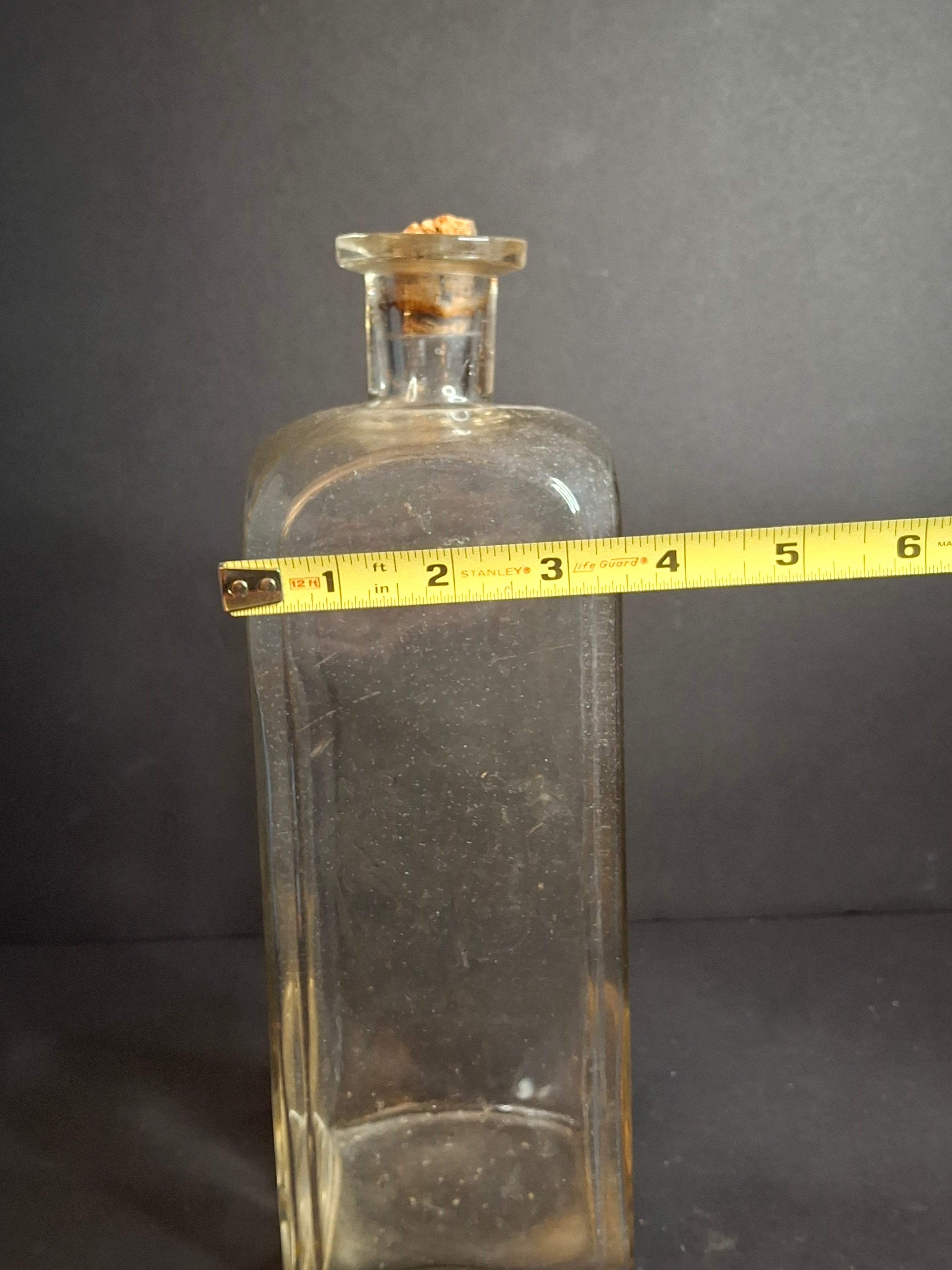 Antique Victorian Era Glass Apothecary / Bar Bottle with Embossed "VC" Monogram