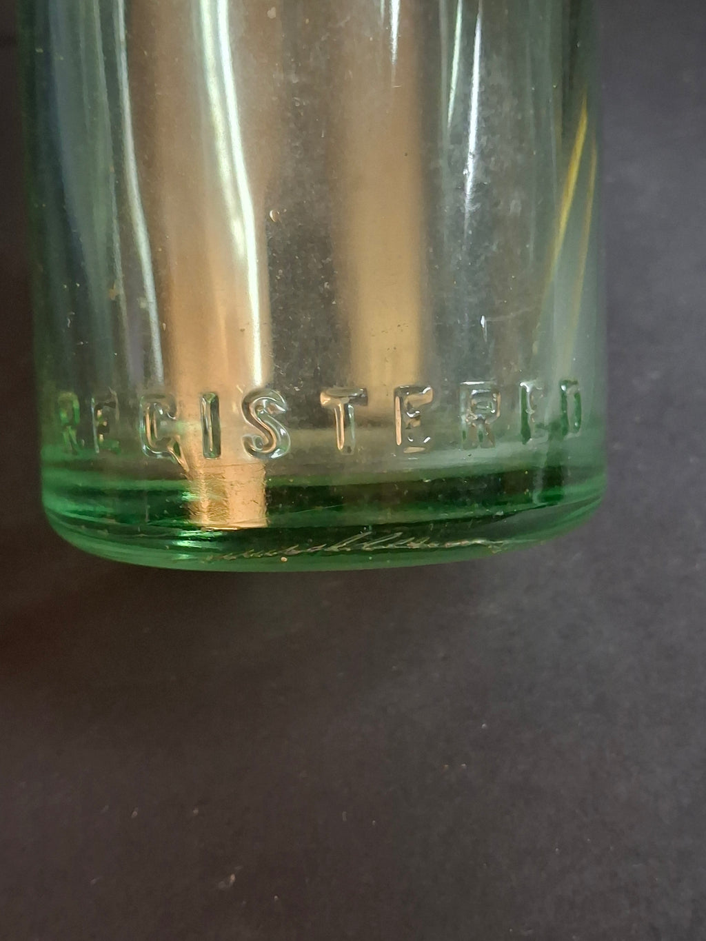 Antique 1926 Curran & Joyce Co. Lawrence Mass. Embossed Green Glass Soda Bottle 11"
