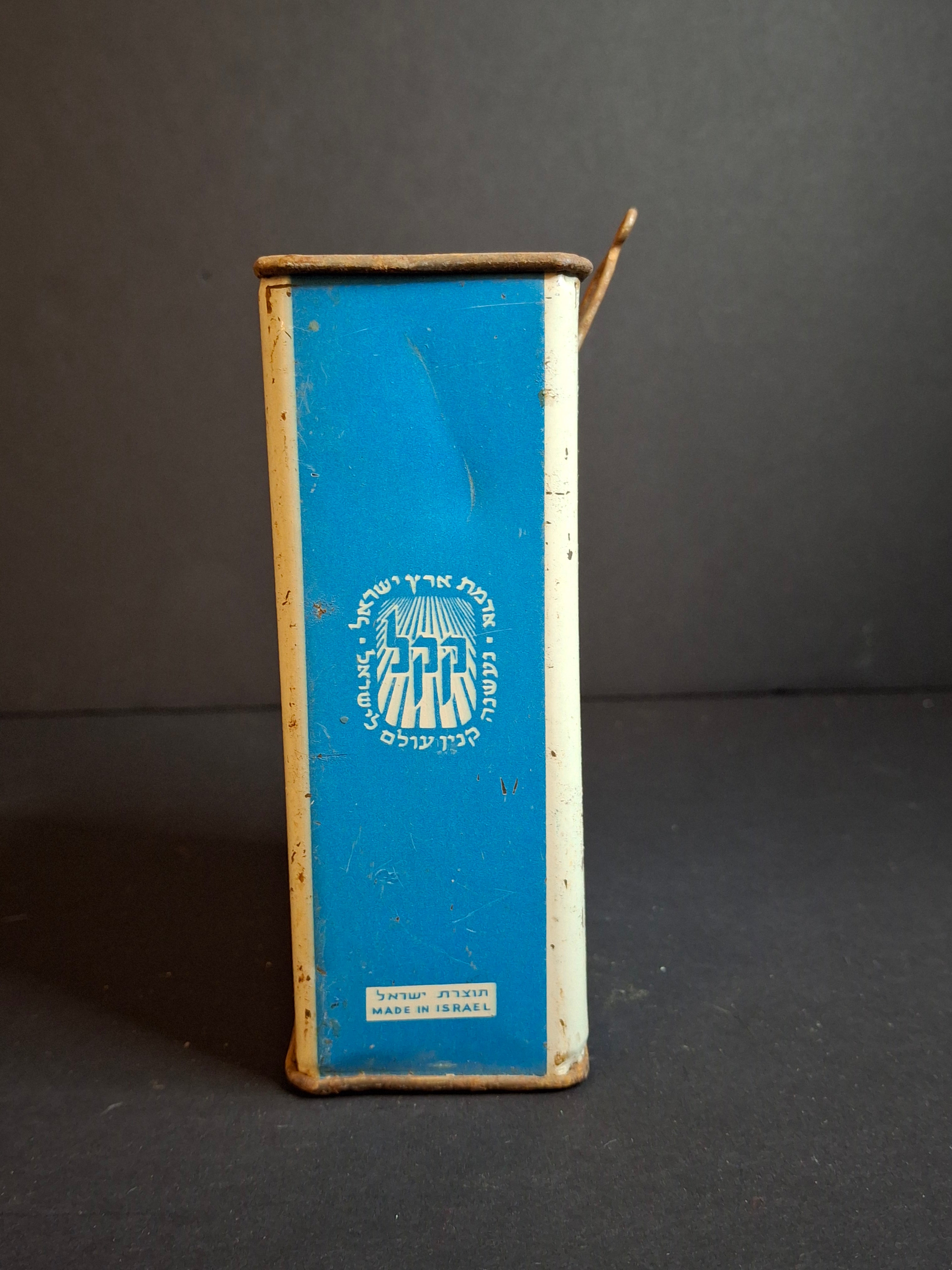Vintage JNF Israel Tzedakah Box Litho Tin Map Flag KKL Pushke Levin-Epstein 1950s