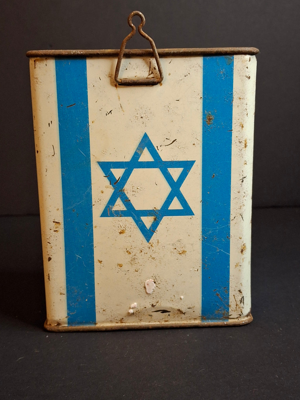 Vintage JNF Israel Tzedakah Box Litho Tin Map Flag KKL Pushke Levin-Epstein 1950s