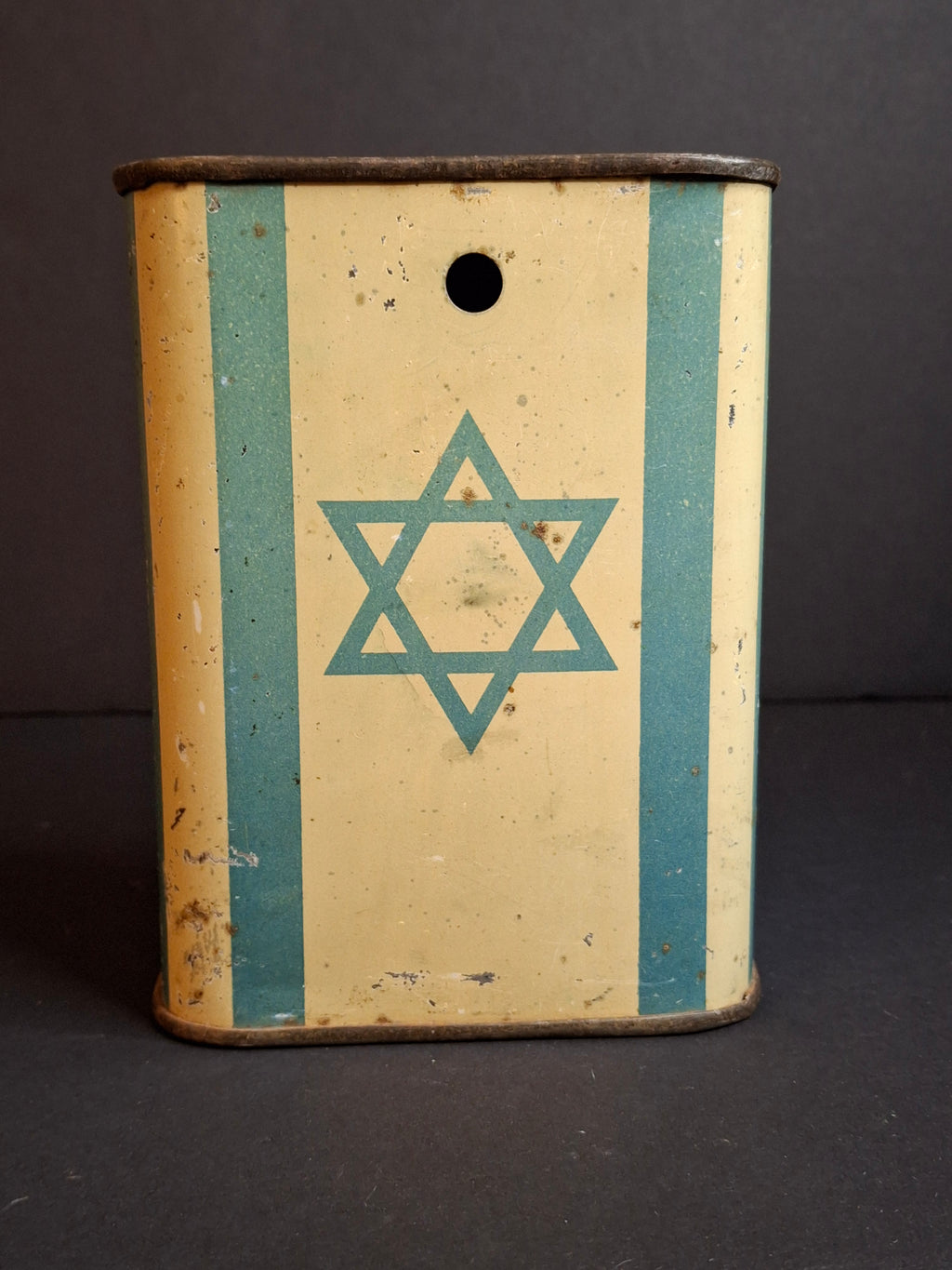 Vintage Argentina JNF KKL Blue Box Tin Charity Bank Tzedakah Pushke Map Judaica