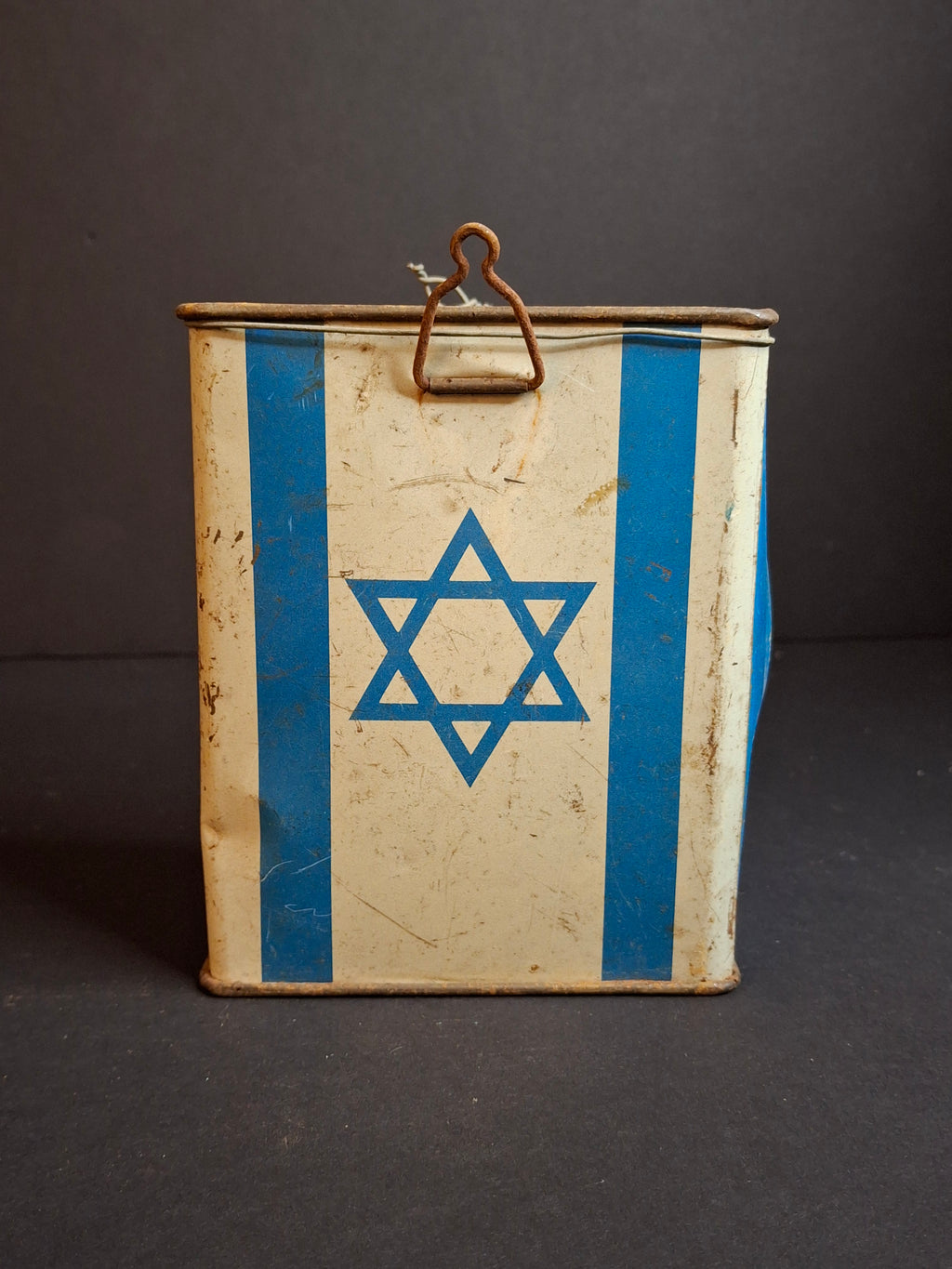 Lot of 5 Vintage JNF Tzedakah Boxes | Complete Historical Evolution Set c. 1940s–1950s | Mandate Palestine Pre-State to Early Israel Pushke Tins | Levin-Epstein, Chaim Murro