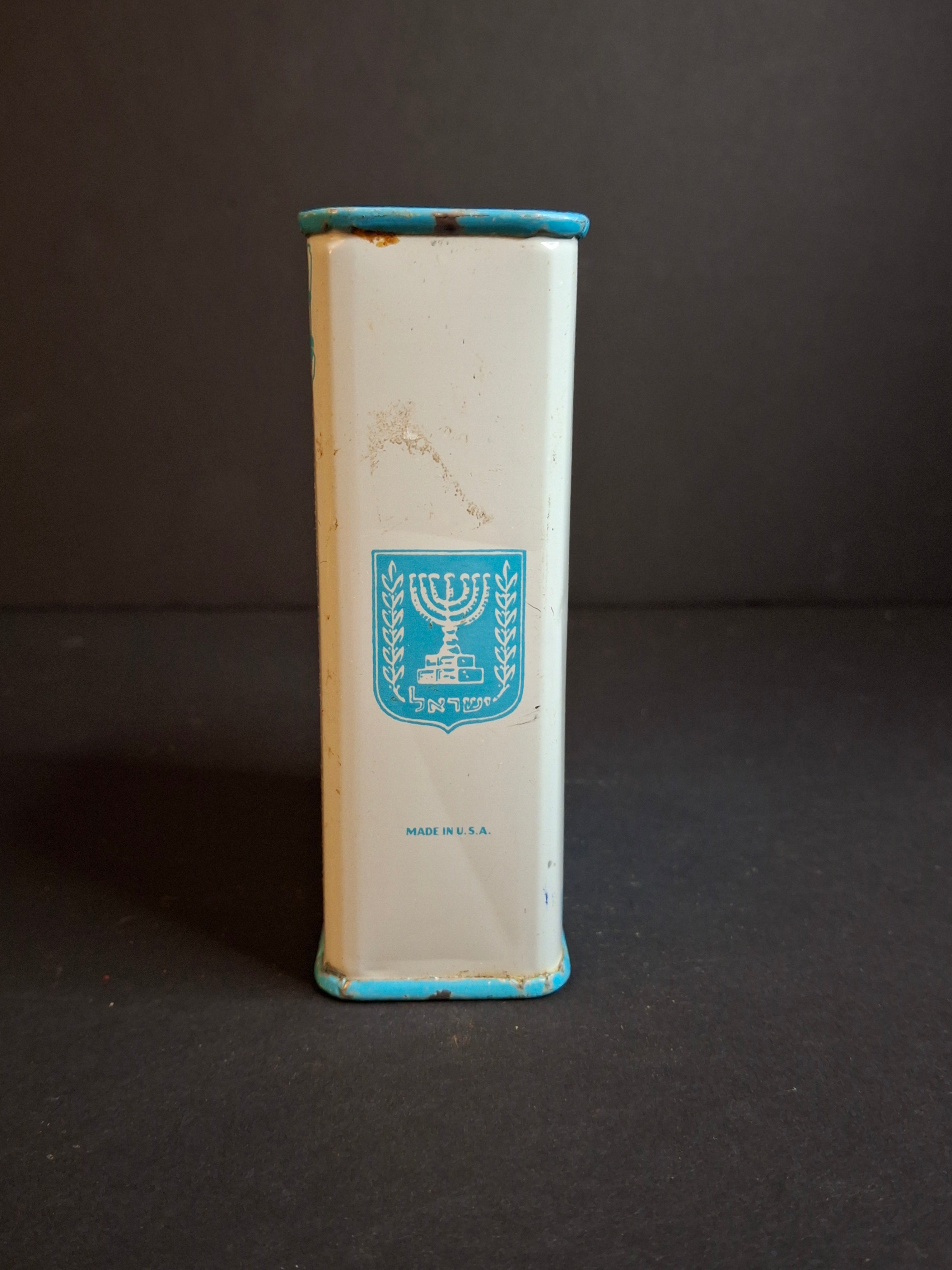 Vintage JNF Blue Box Charity Tin | Jewish National Fund Tzedakah Bank | Made in USA