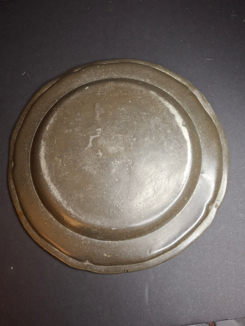 Antique 18th Century German Judaica Pewter Plate Hand-Engraved Hebrew Inscription