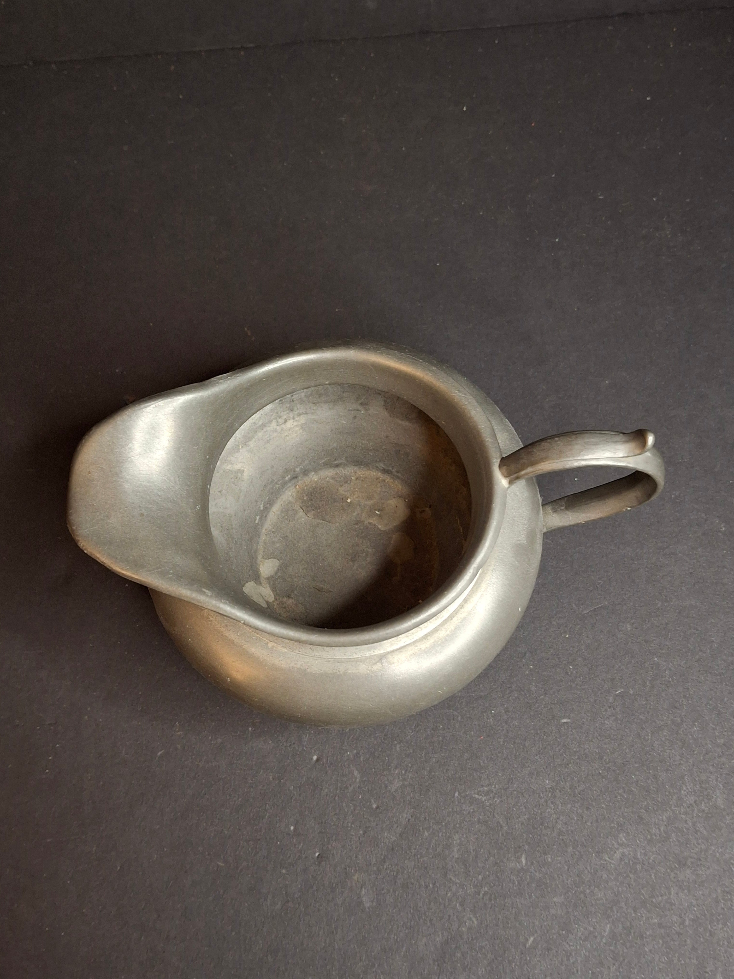 Antique German Pewter Creamer Pitcher – J.G. Höhler Frankfurt – Late 19th Century Serving Ware