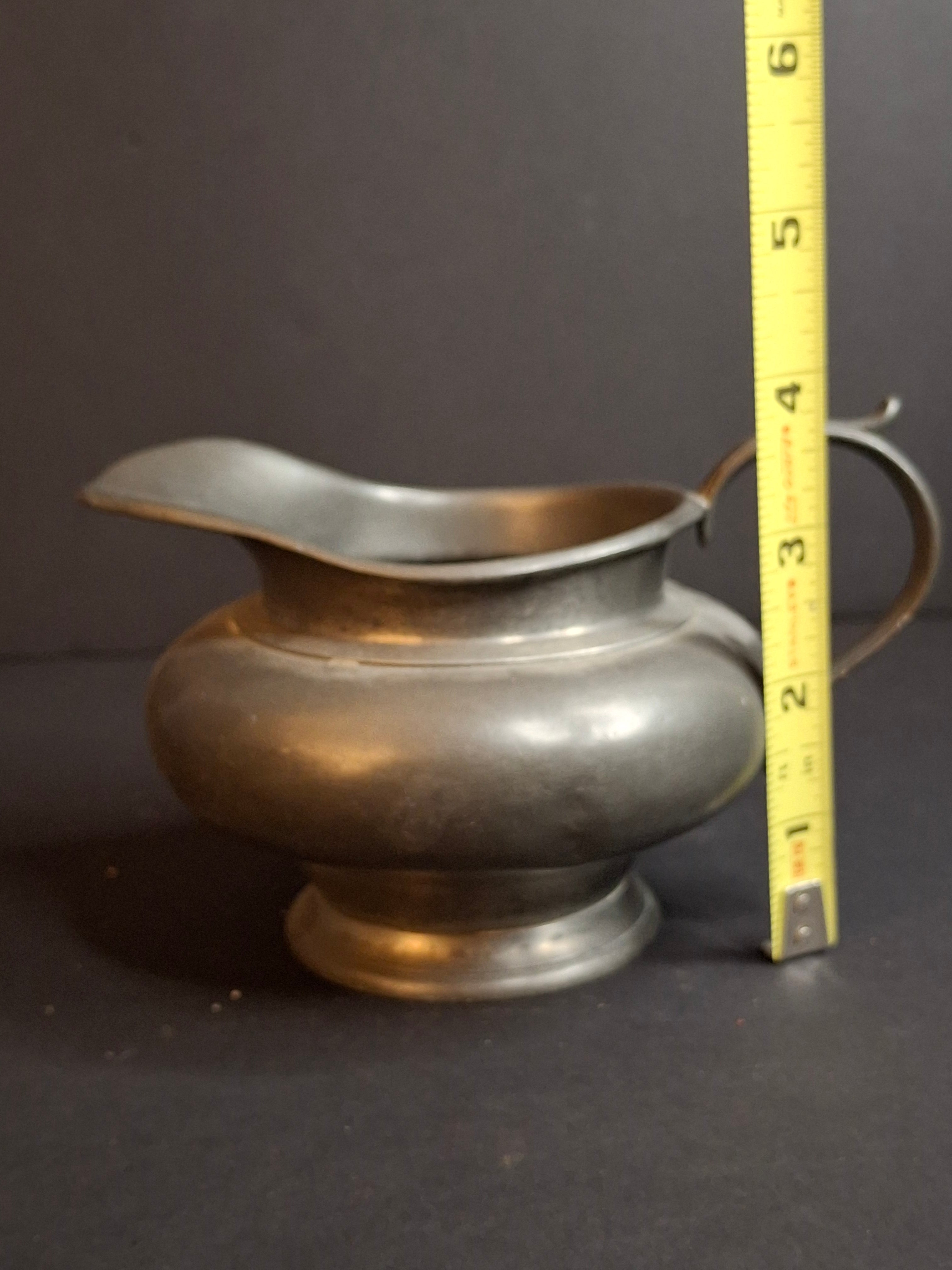 Antique German Pewter Creamer Pitcher – J.G. Höhler Frankfurt – Late 19th Century Serving Ware