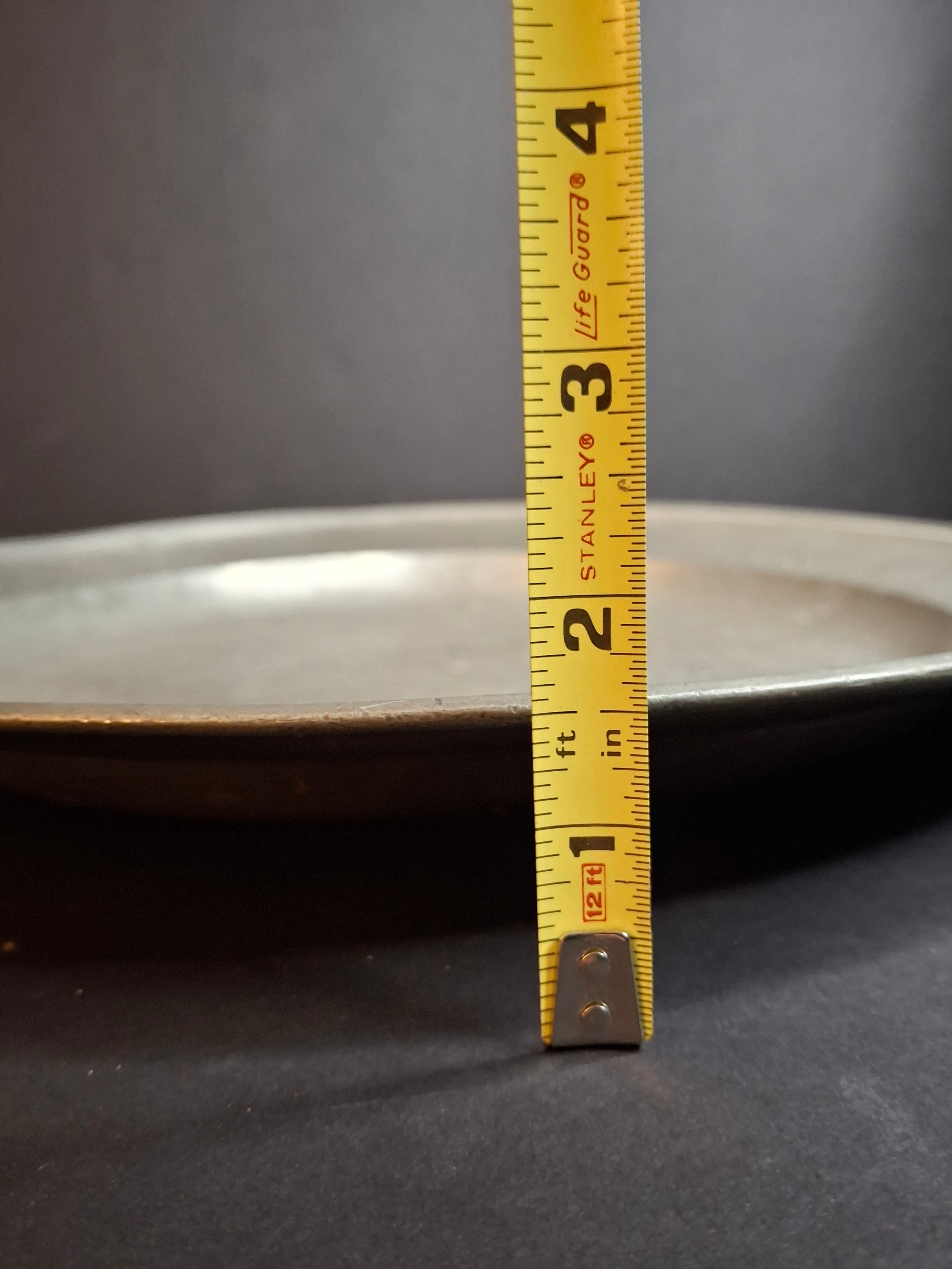 Large Antique 14" Pewter Charger Plate - Early American Style "Blanck" Touch Marks