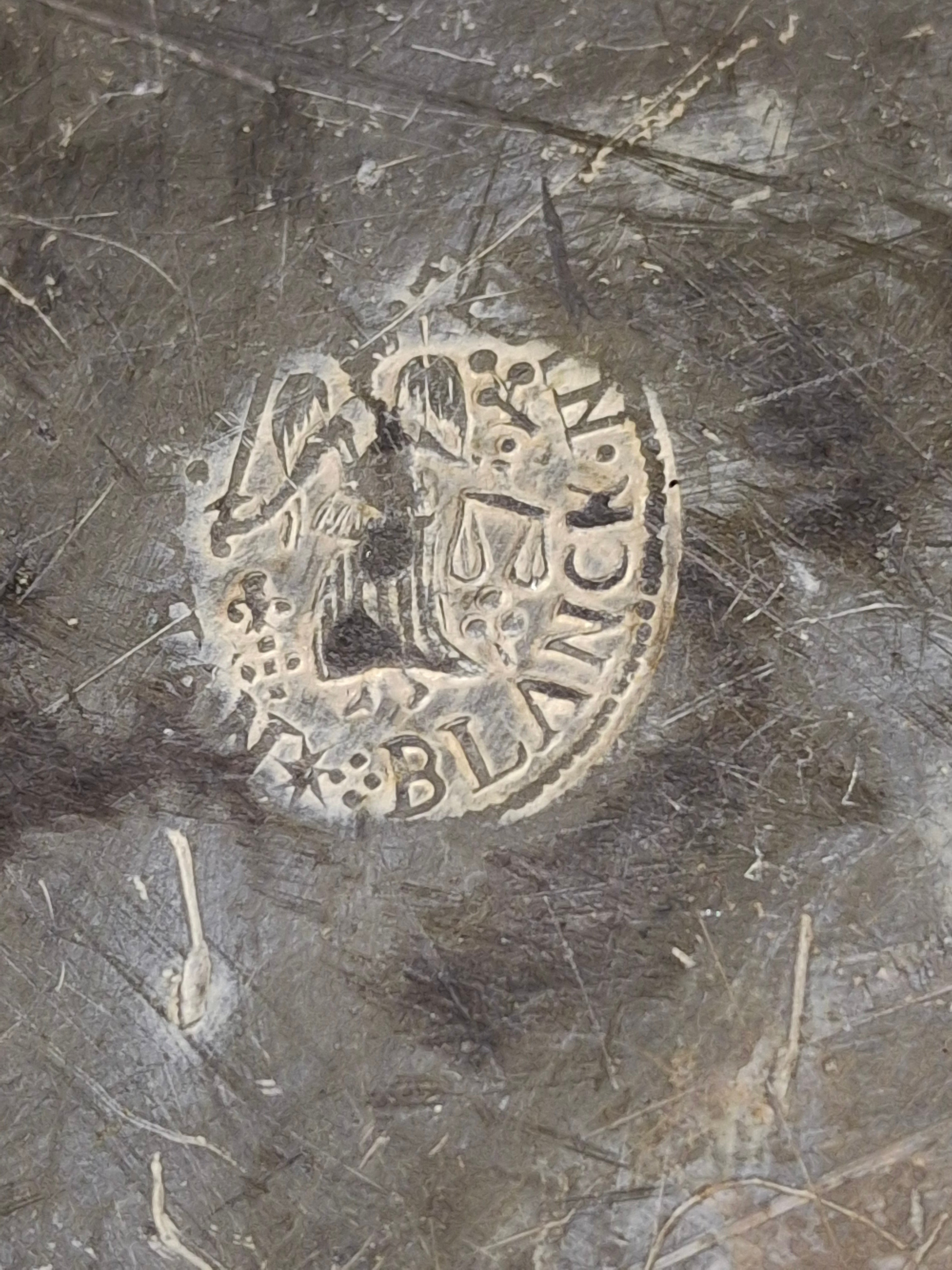 Large Antique 14" Pewter Charger Plate - Early American Style "Blanck" Touch Marks
