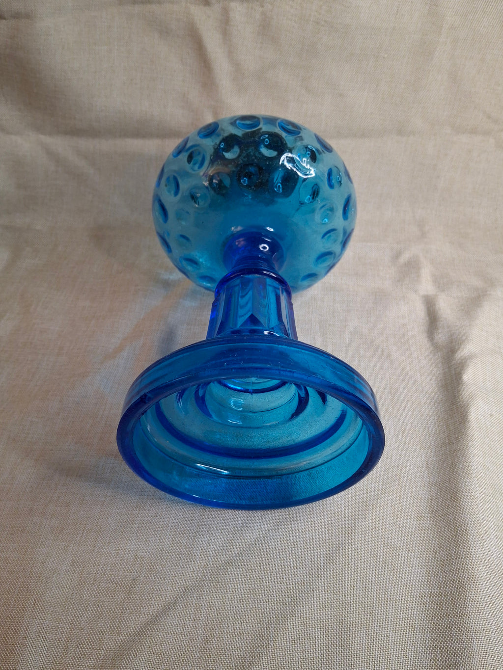Antique Victorian Blue Opalescent Coin Dot Kerosene Oil Lamp, c. 1890, Original