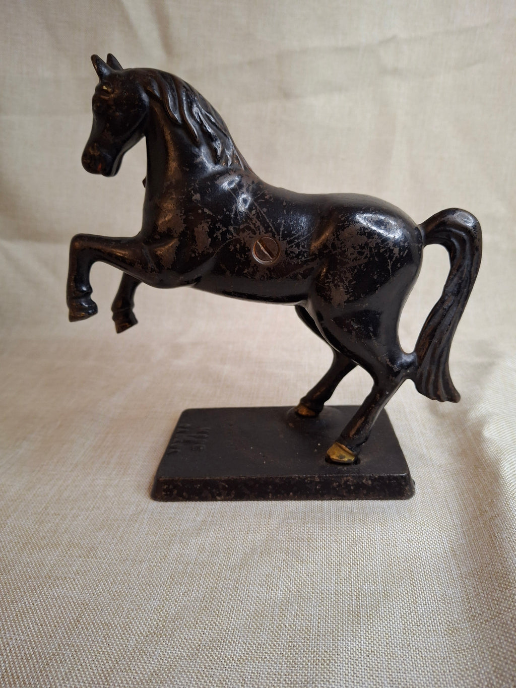 Original Paint Vintage Cast Iron Rearing Horse Still Bank - Made in Canada - Excellent Patina