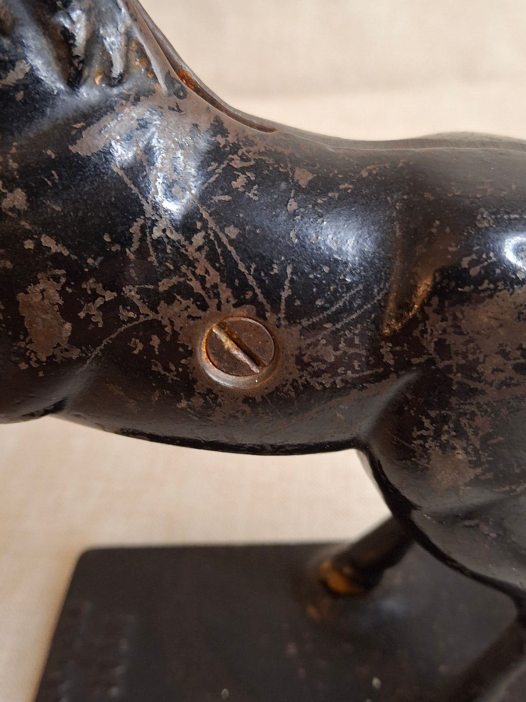 Original Paint Vintage Cast Iron Rearing Horse Still Bank - Made in Canada - Excellent Patina