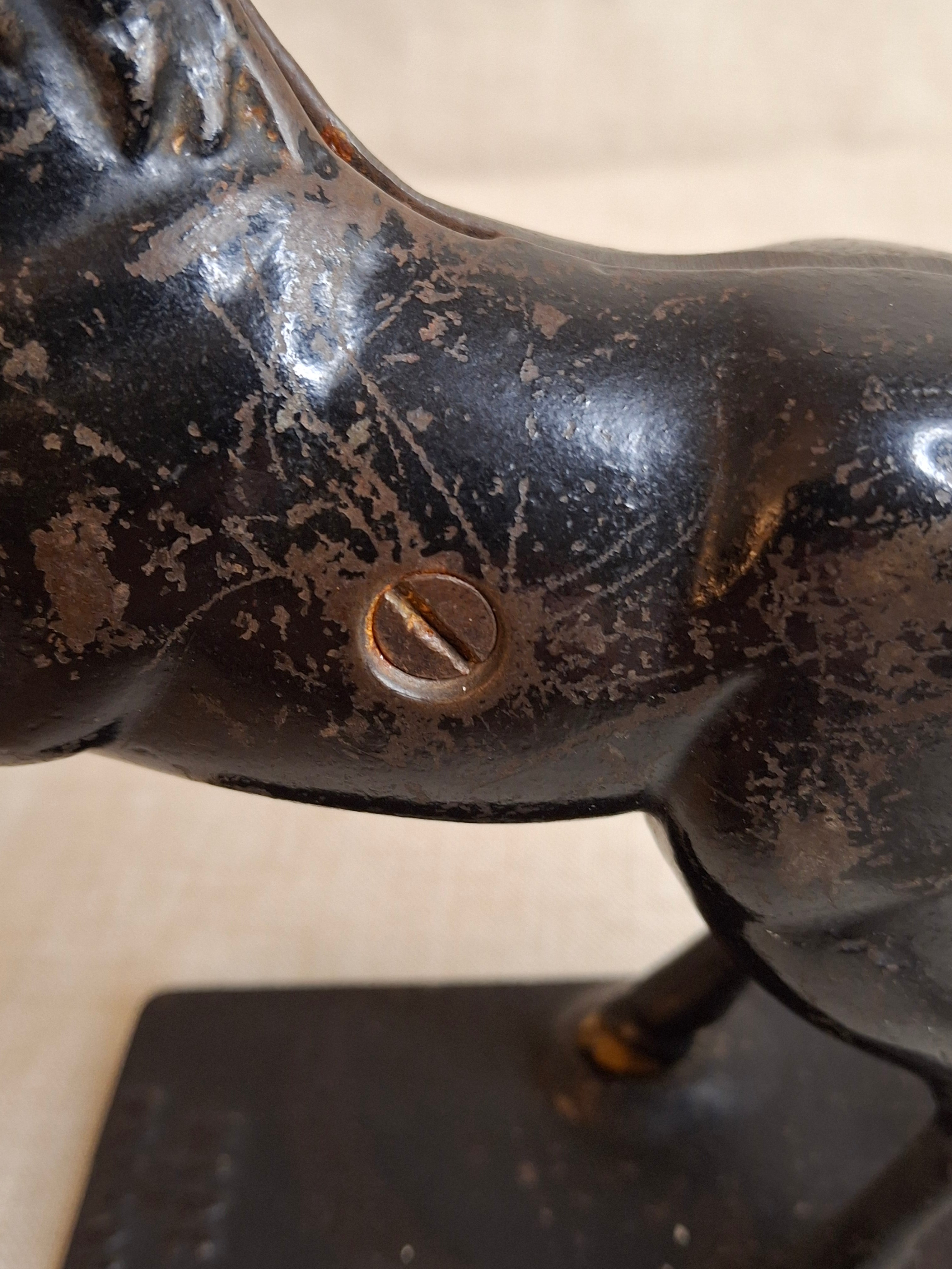 Original Paint Vintage Cast Iron Rearing Horse Still Bank - Made in Canada - Excellent Patina