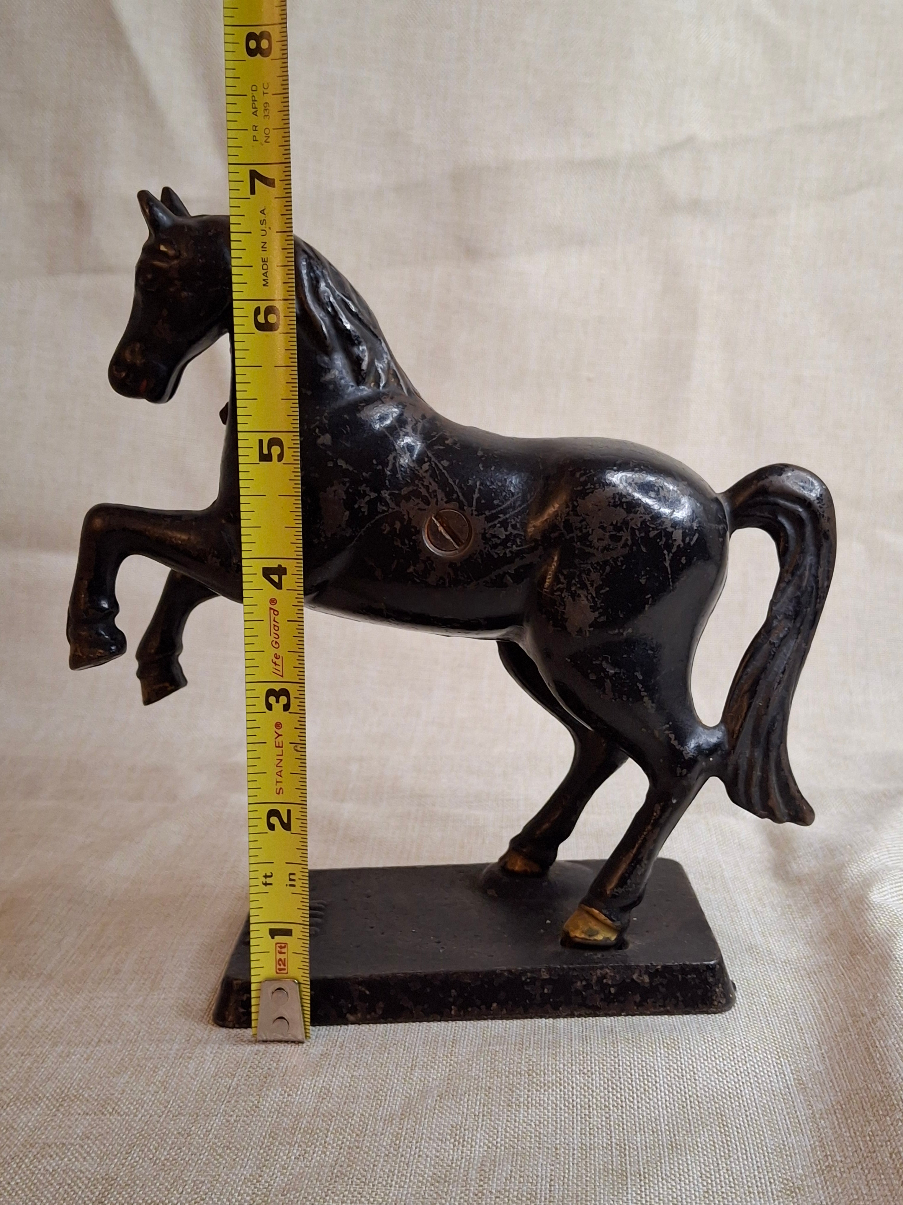 Original Paint Vintage Cast Iron Rearing Horse Still Bank - Made in Canada - Excellent Patina