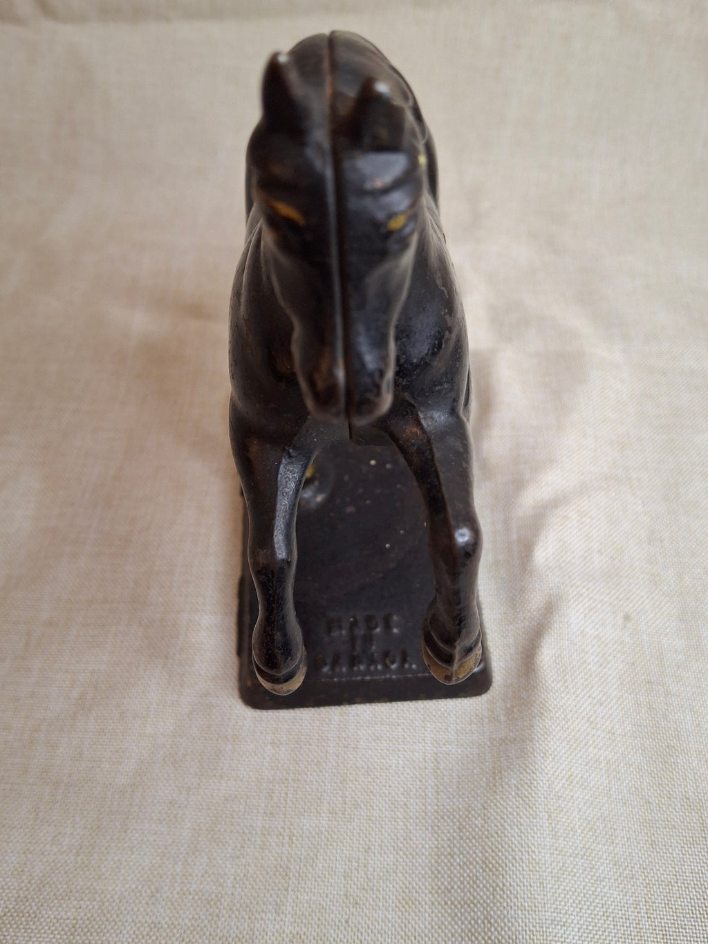 Original Paint Vintage Cast Iron Rearing Horse Still Bank - Made in Canada - Excellent Patina