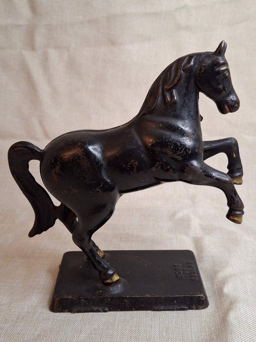 Original Paint Vintage Cast Iron Rearing Horse Still Bank - Made in Canada - Excellent Patina