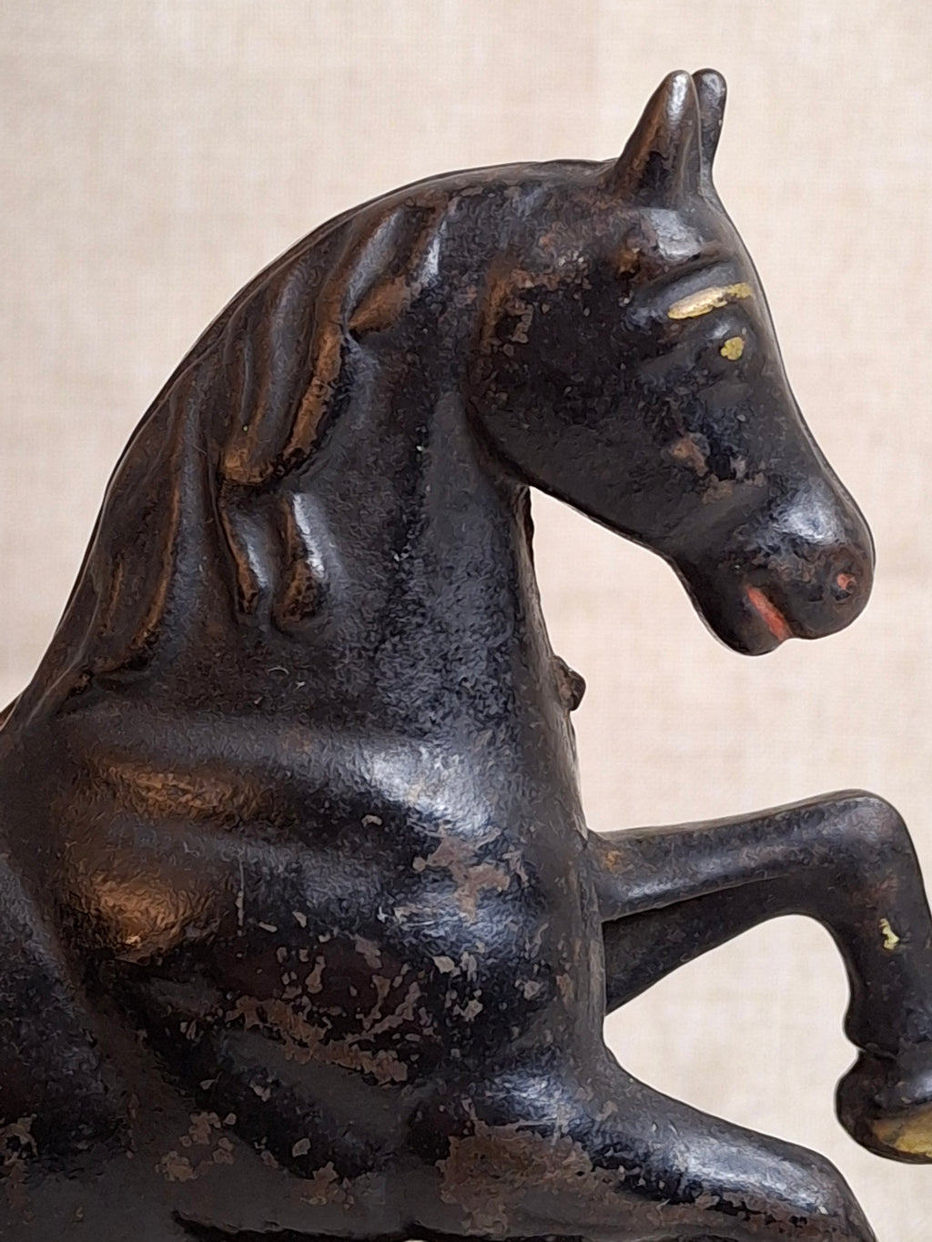 Original Paint Vintage Cast Iron Rearing Horse Still Bank - Made in Canada - Excellent Patina