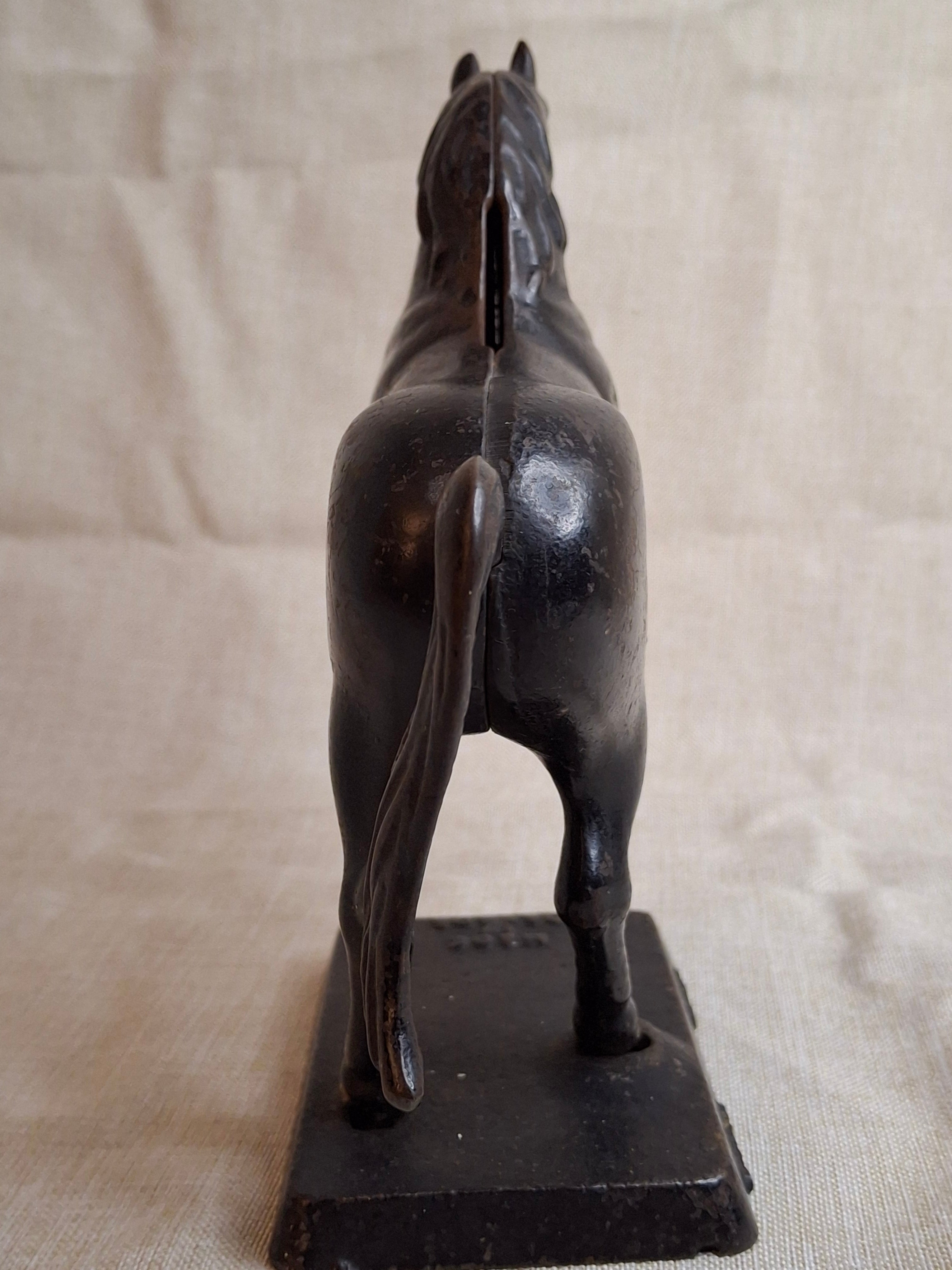 Original Paint Vintage Cast Iron Rearing Horse Still Bank - Made in Canada - Excellent Patina