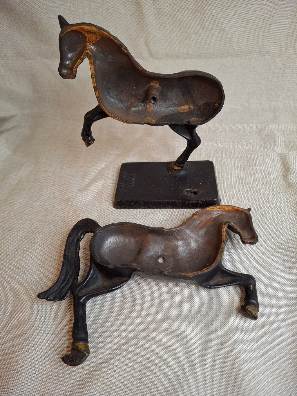 Original Paint Vintage Cast Iron Rearing Horse Still Bank - Made in Canada - Excellent Patina