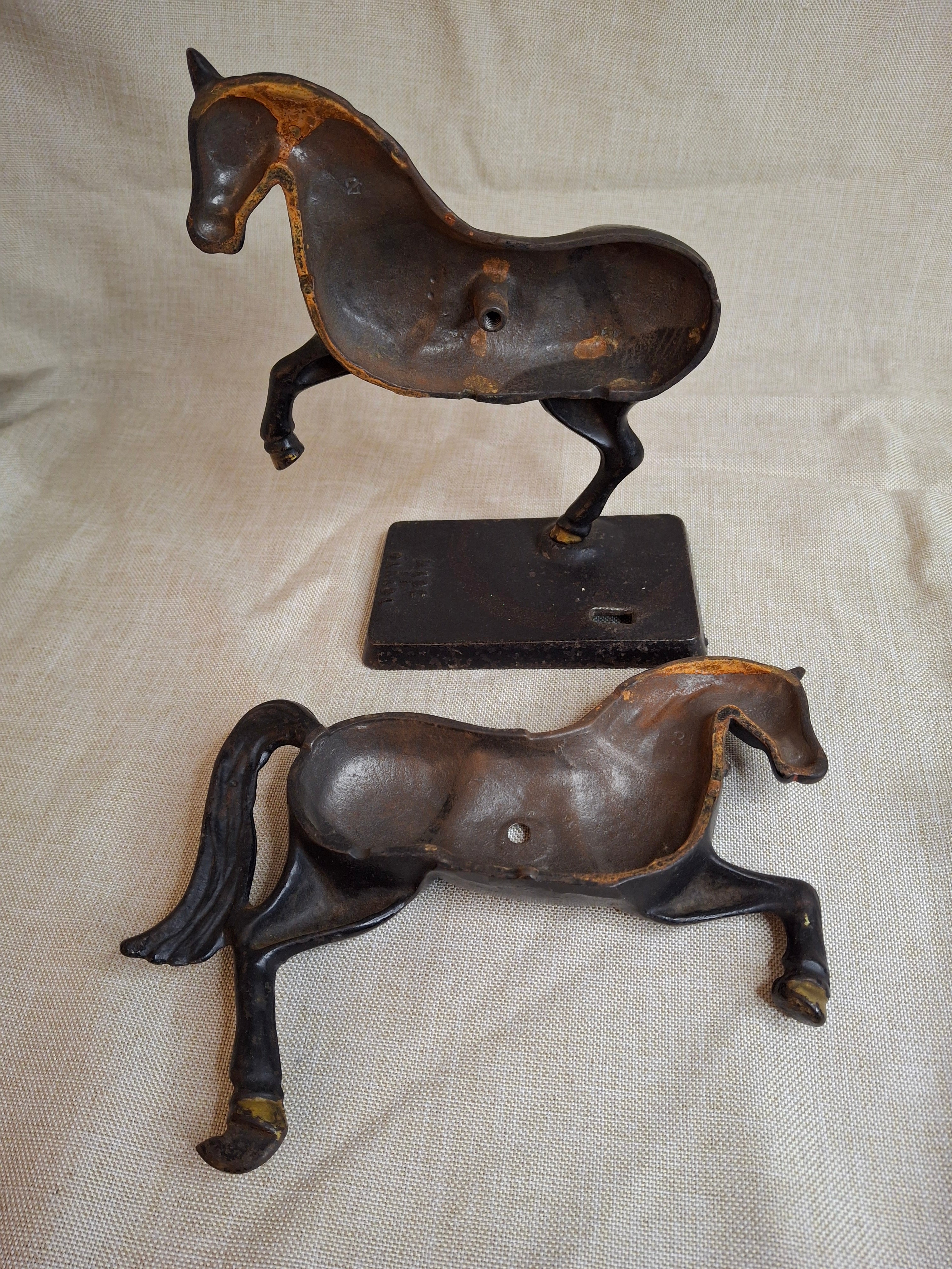 Original Paint Vintage Cast Iron Rearing Horse Still Bank - Made in Canada - Excellent Patina