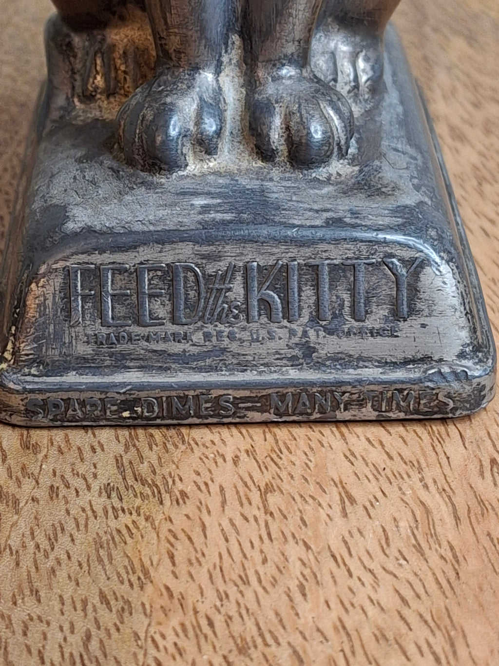 Vintage "Feed the Kitty" Cast Metal Advertising Bank - First National Bank McKees Rocks PA