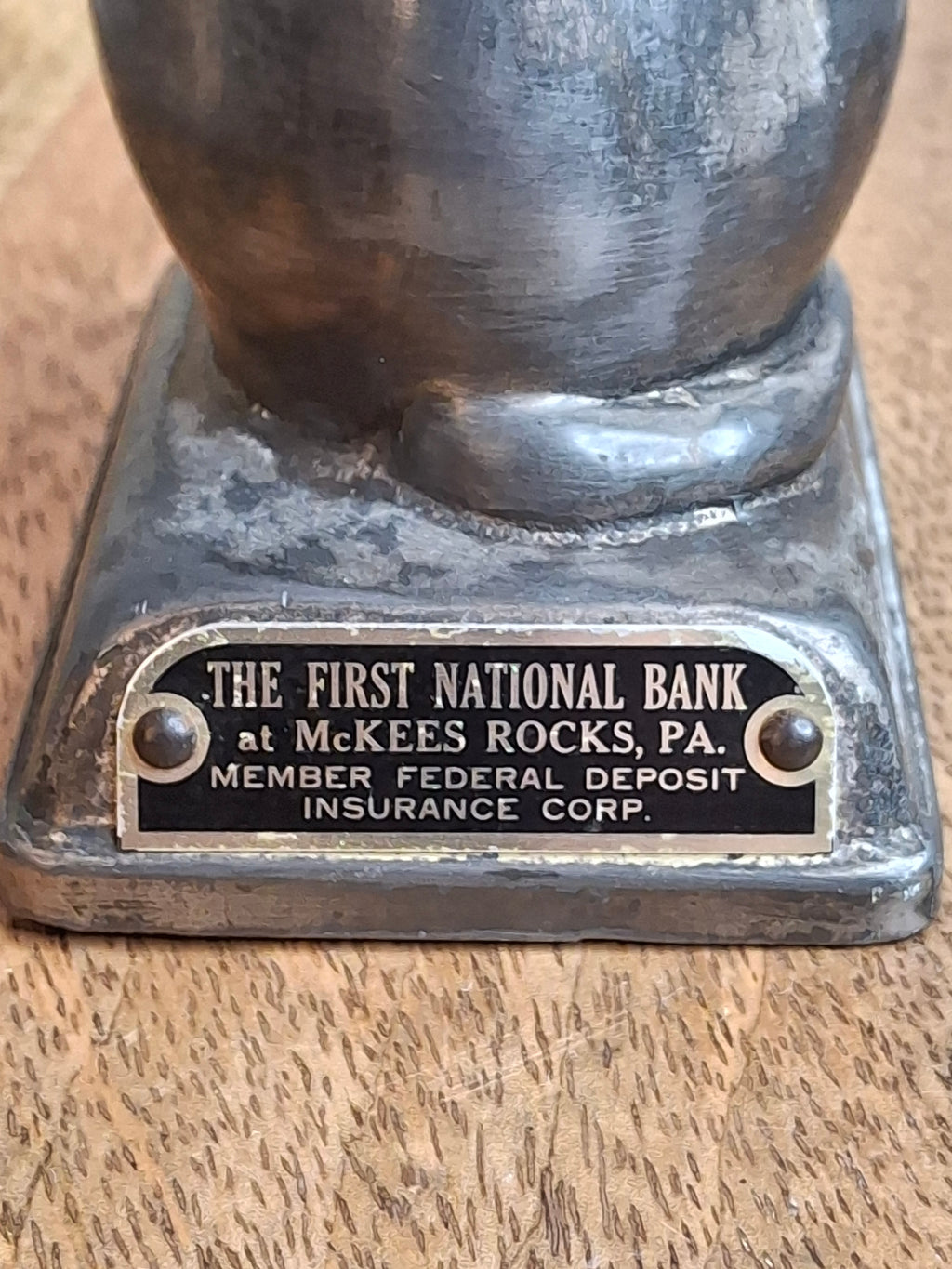 Vintage "Feed the Kitty" Cast Metal Advertising Bank - First National Bank McKees Rocks PA