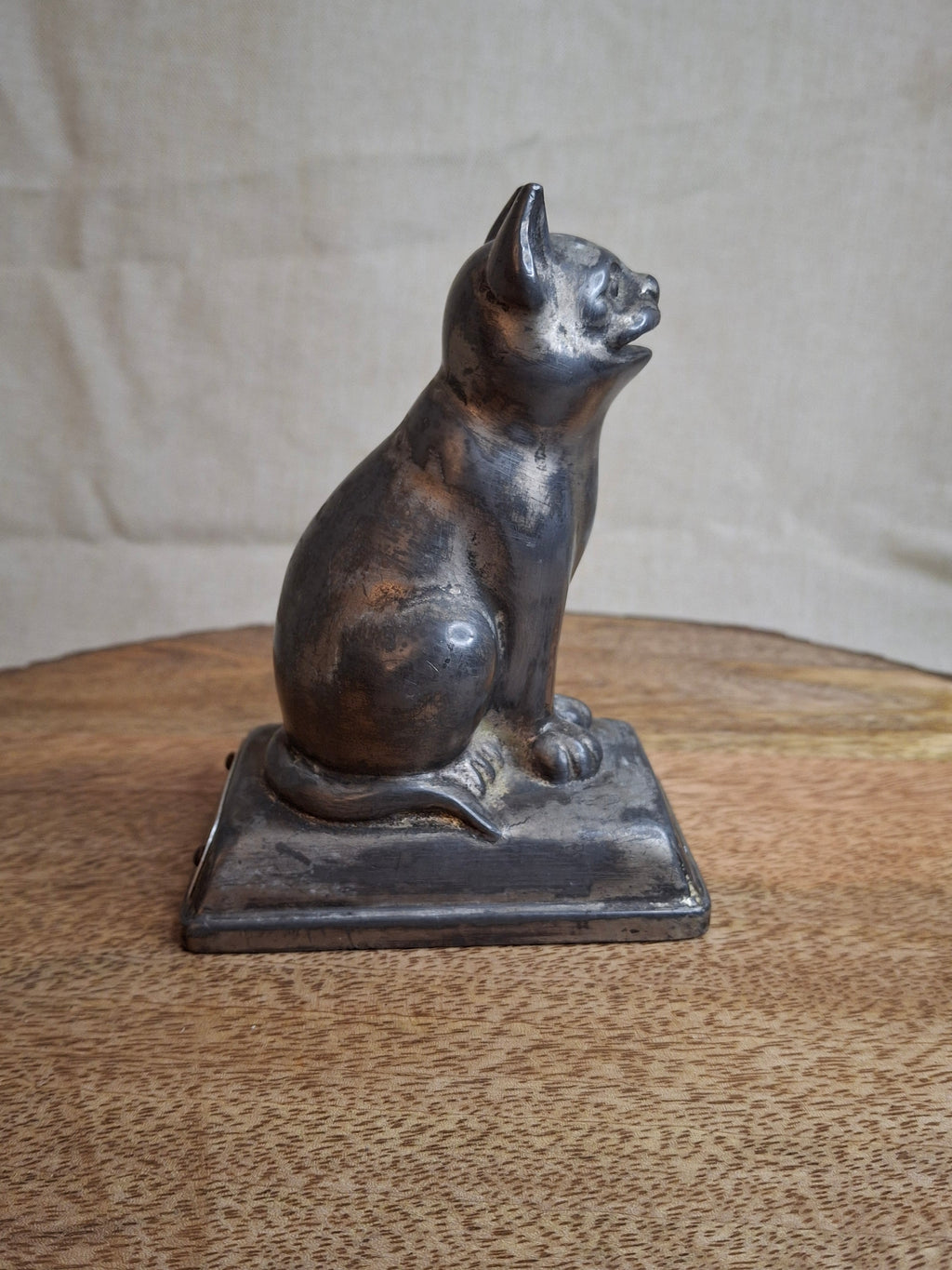 Vintage "Feed the Kitty" Cast Metal Advertising Bank - First National Bank McKees Rocks PA