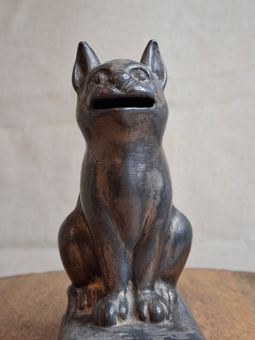 Vintage "Feed the Kitty" Cast Metal Advertising Bank - First National Bank McKees Rocks PA