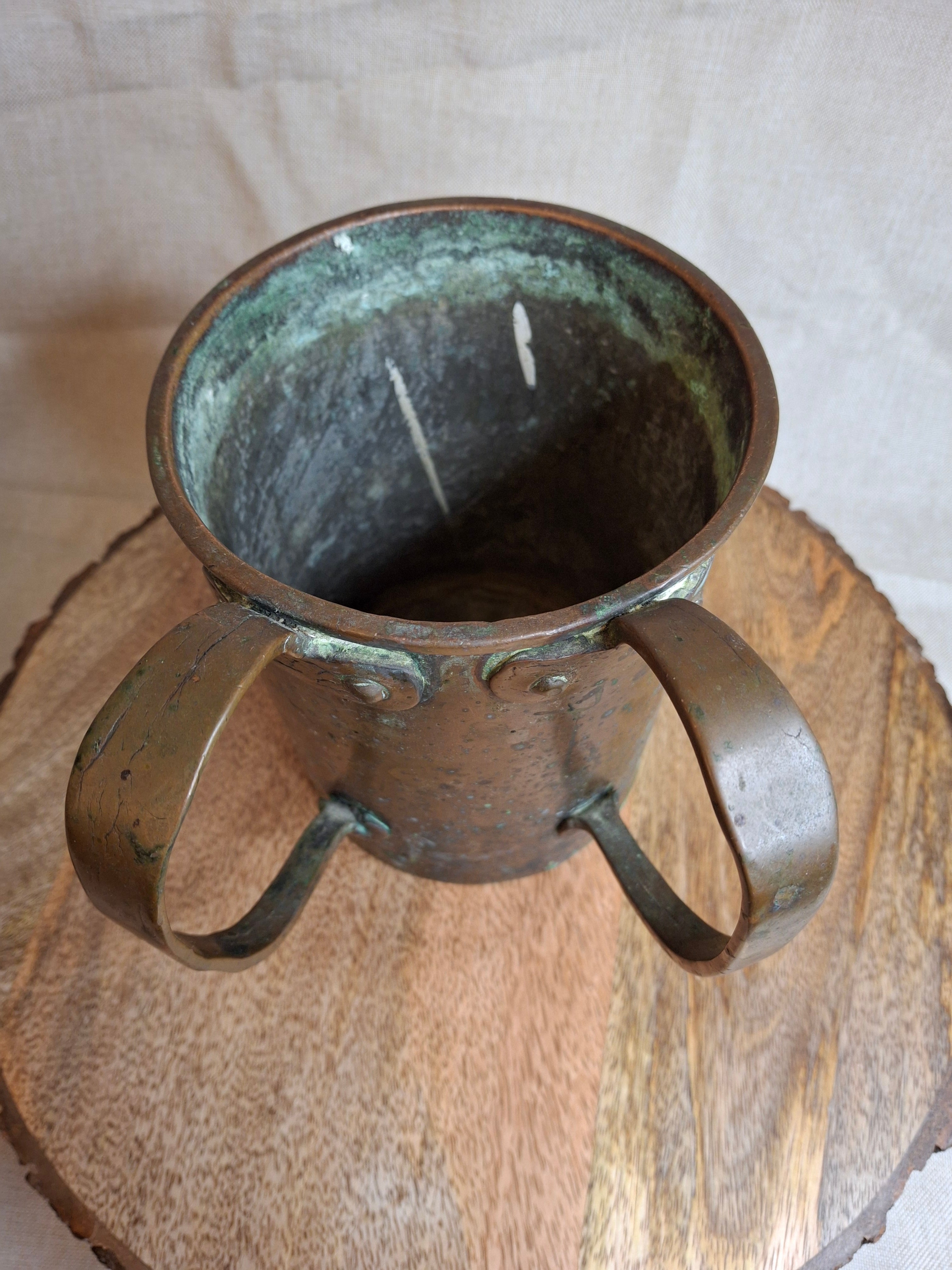 Antique 19th Century Extra-Heavy Copper Netilat Yadayim Laver Hand Washing Cup