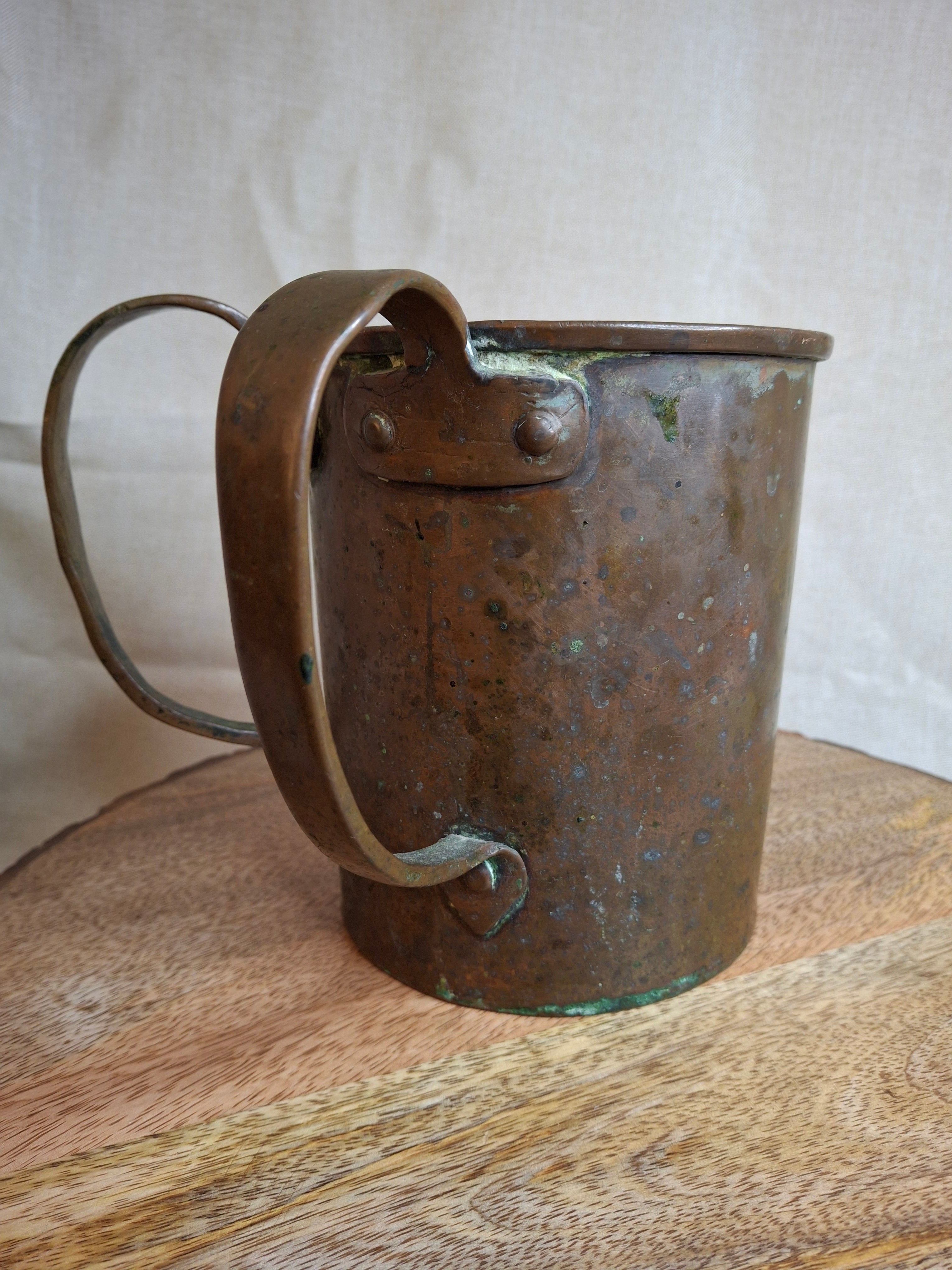 Antique 19th Century Extra-Heavy Copper Netilat Yadayim Laver Hand Washing Cup