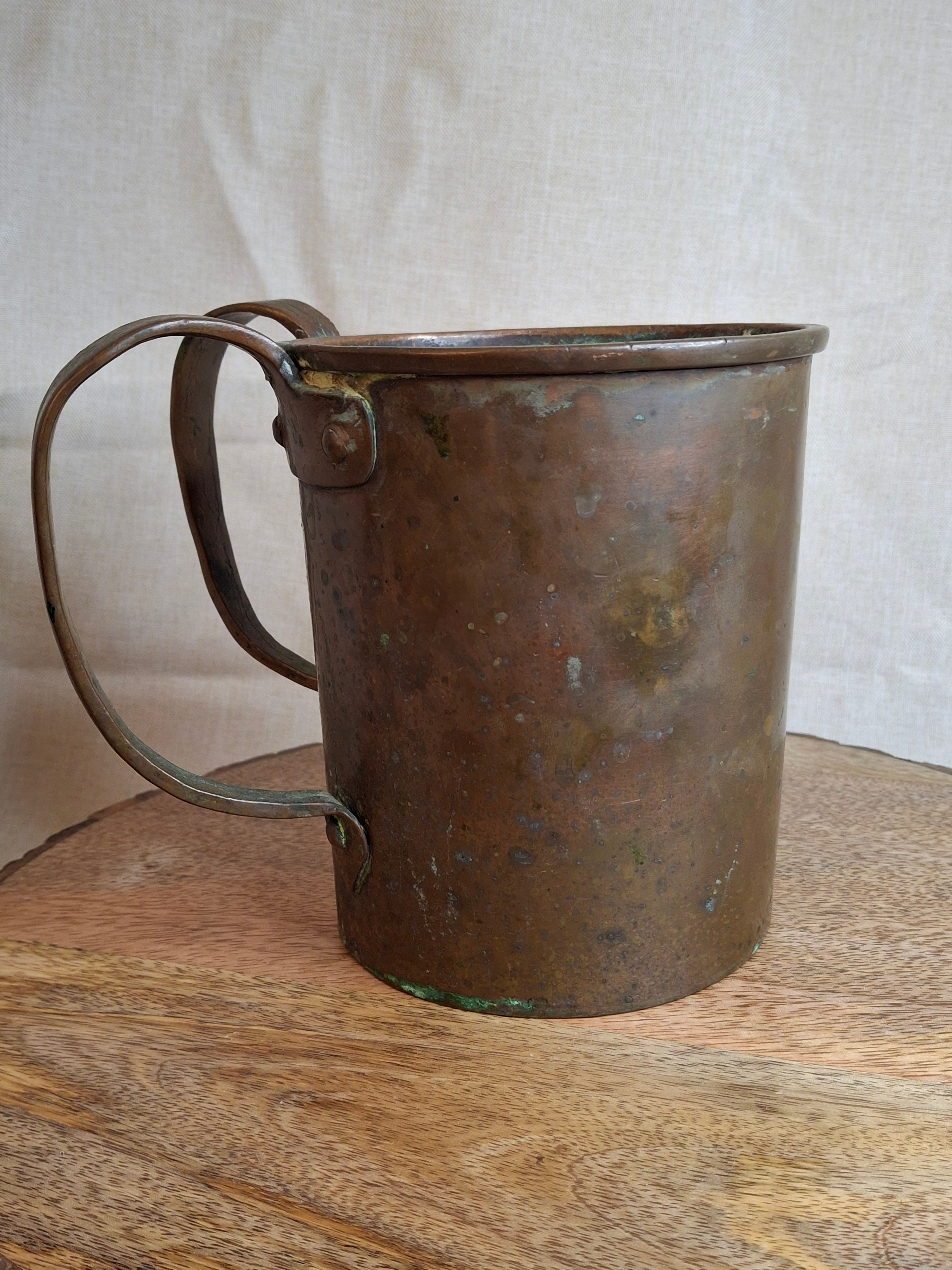 Antique 19th Century Extra-Heavy Copper Netilat Yadayim Laver Hand Washing Cup