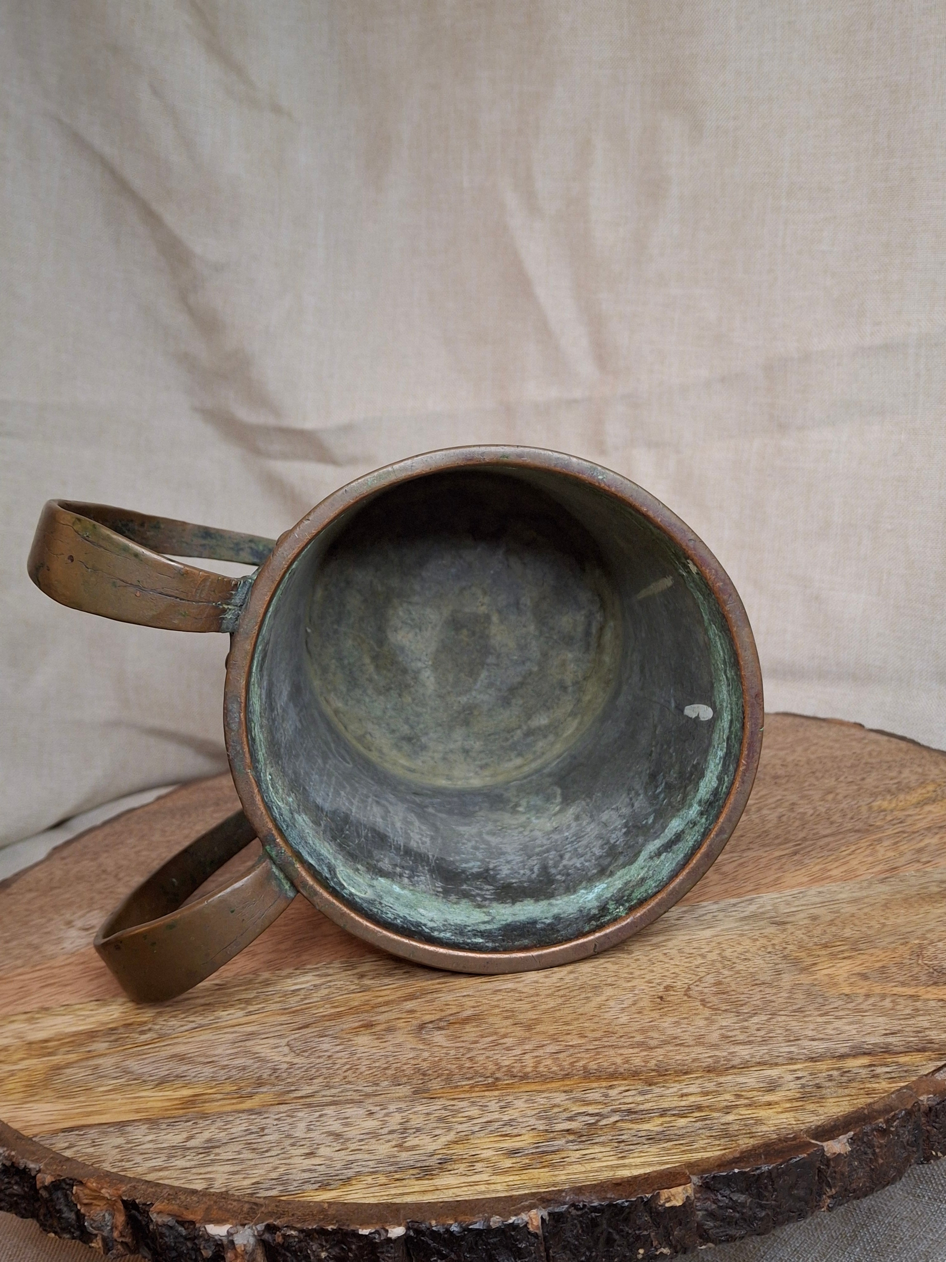 Antique 19th Century Extra-Heavy Copper Netilat Yadayim Laver Hand Washing Cup