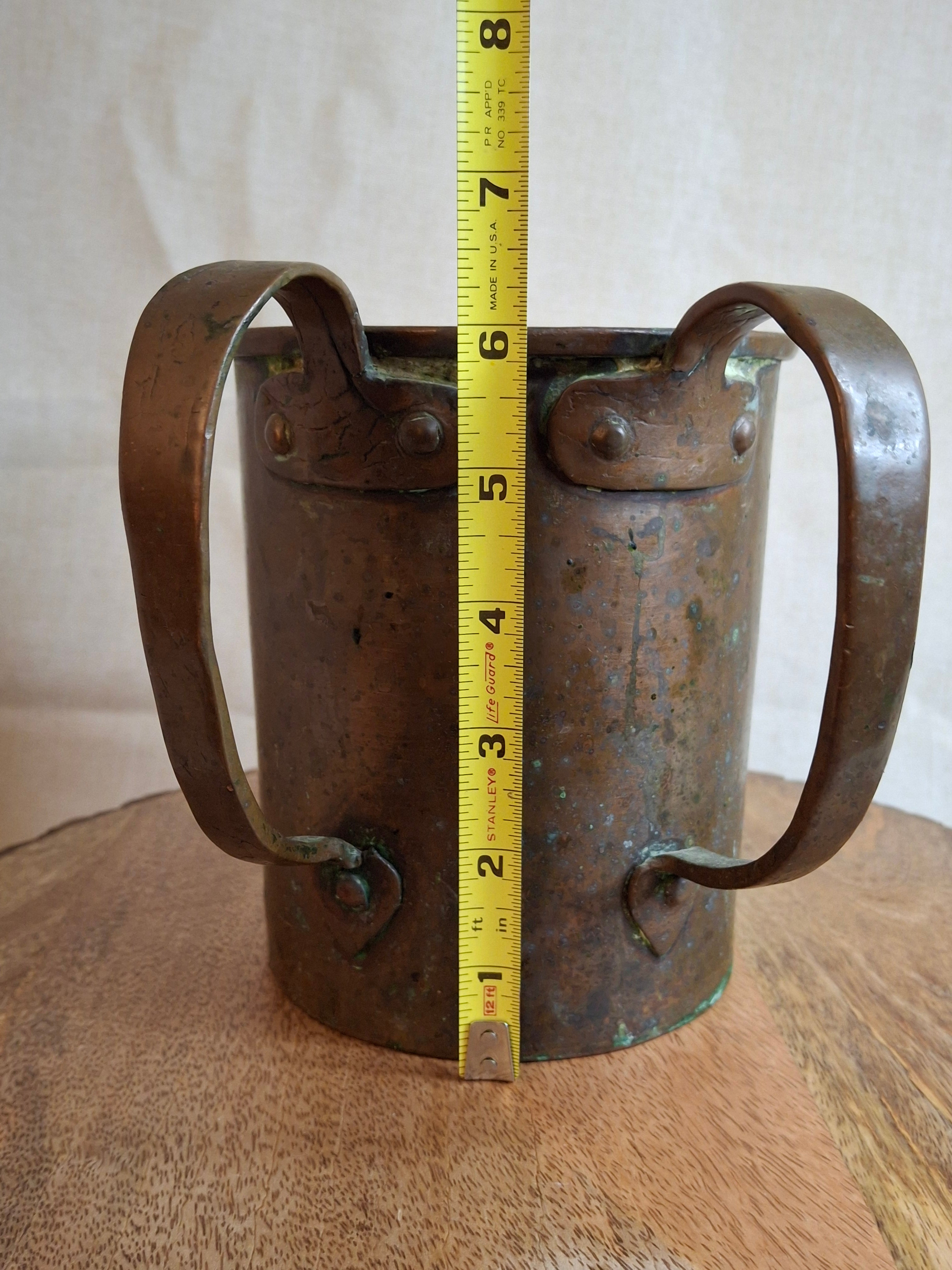 Antique 19th Century Extra-Heavy Copper Netilat Yadayim Laver Hand Washing Cup