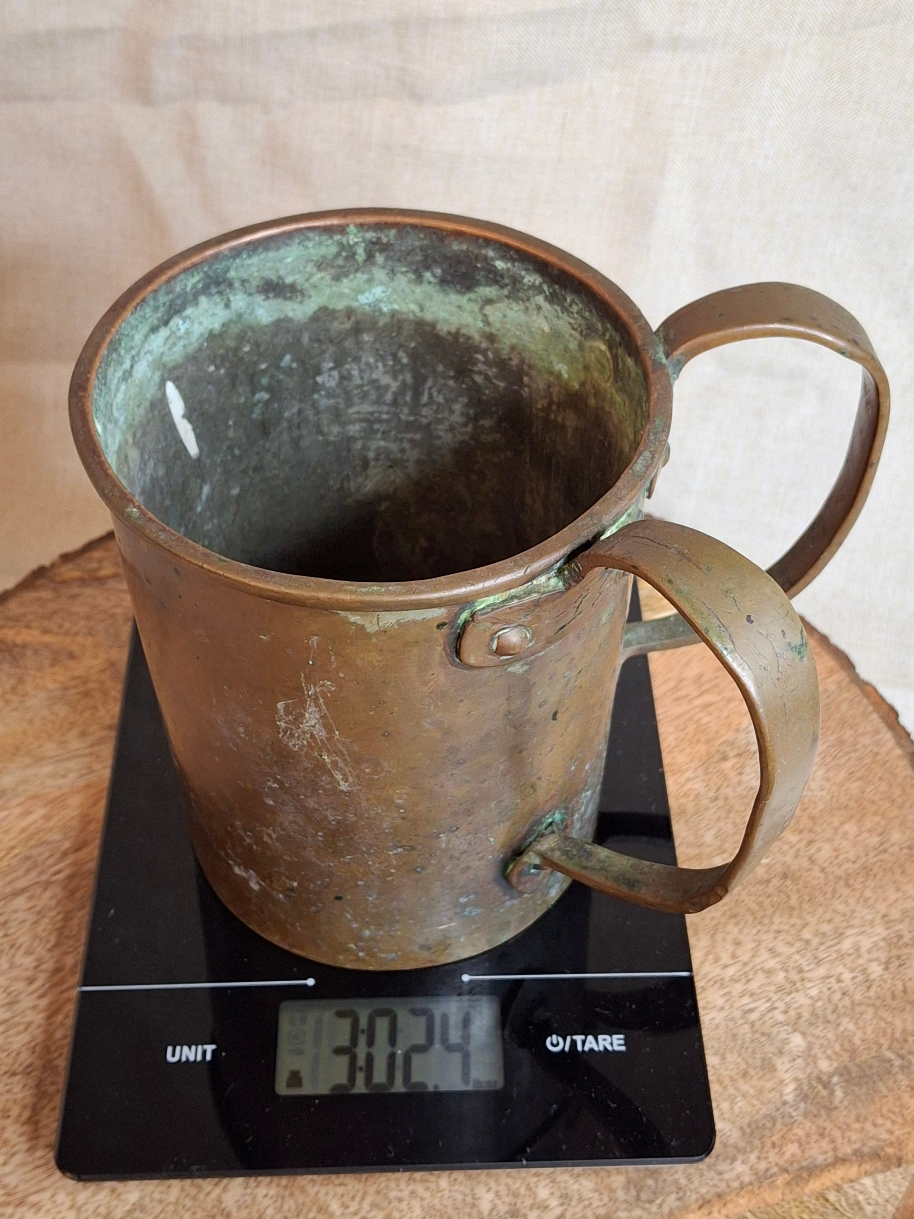 Antique 19th Century Extra-Heavy Copper Netilat Yadayim Laver Hand Washing Cup
