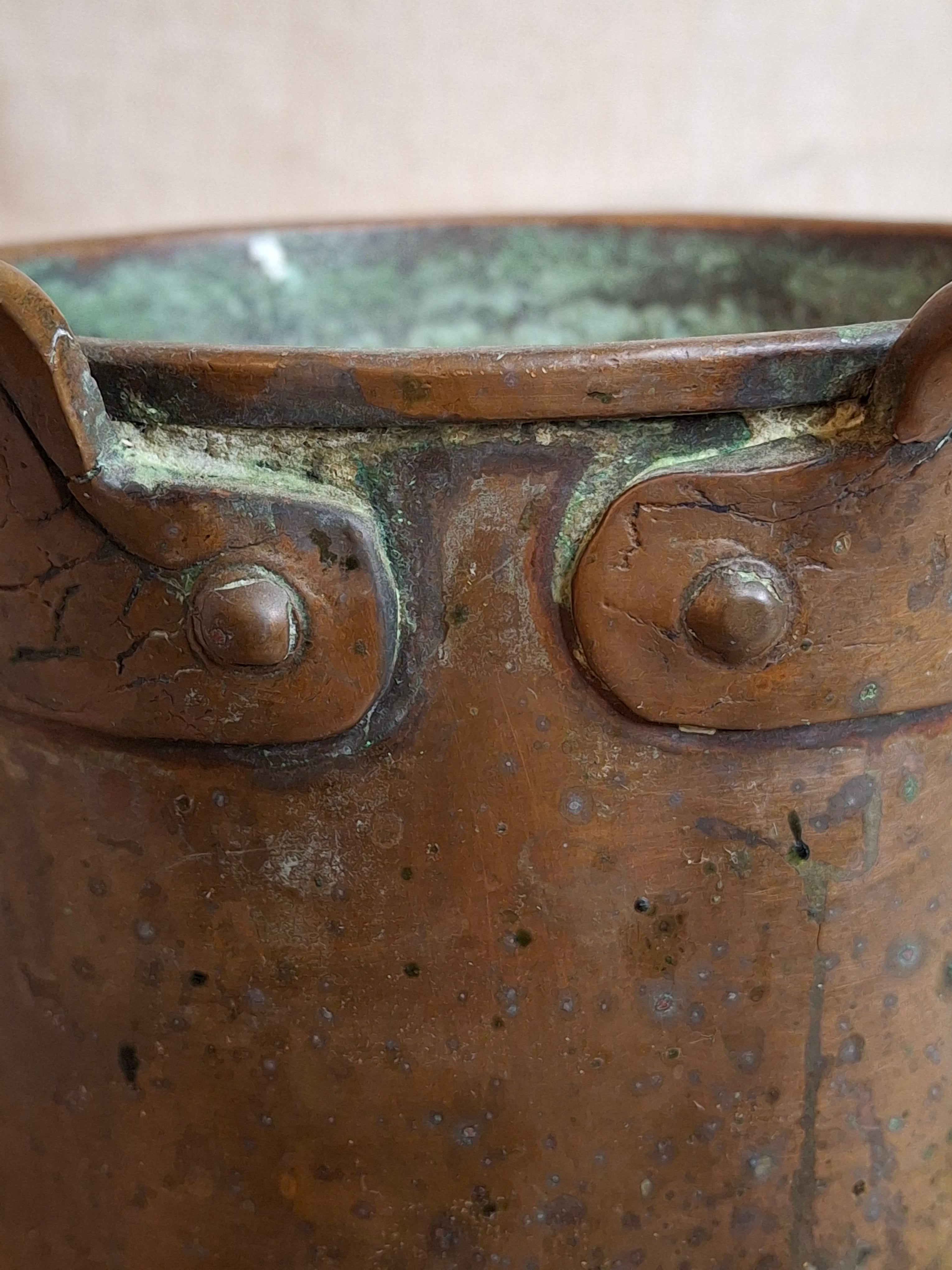 Antique 19th Century Extra-Heavy Copper Netilat Yadayim Laver Hand Washing Cup