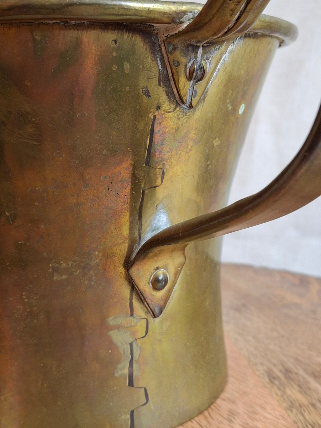 Antique 19th Century Imperial Russian Brass 3-Handle Negel Vasser Netilat Yadayim Wash Laver Cup Judaica