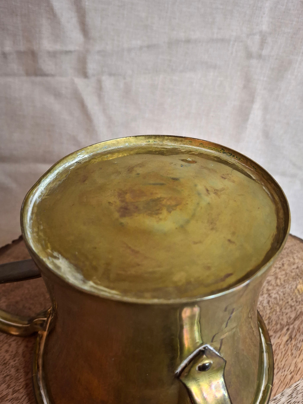 Antique 19th Century Imperial Russian Brass 3-Handle Negel Vasser Netilat Yadayim Wash Laver Cup Judaica