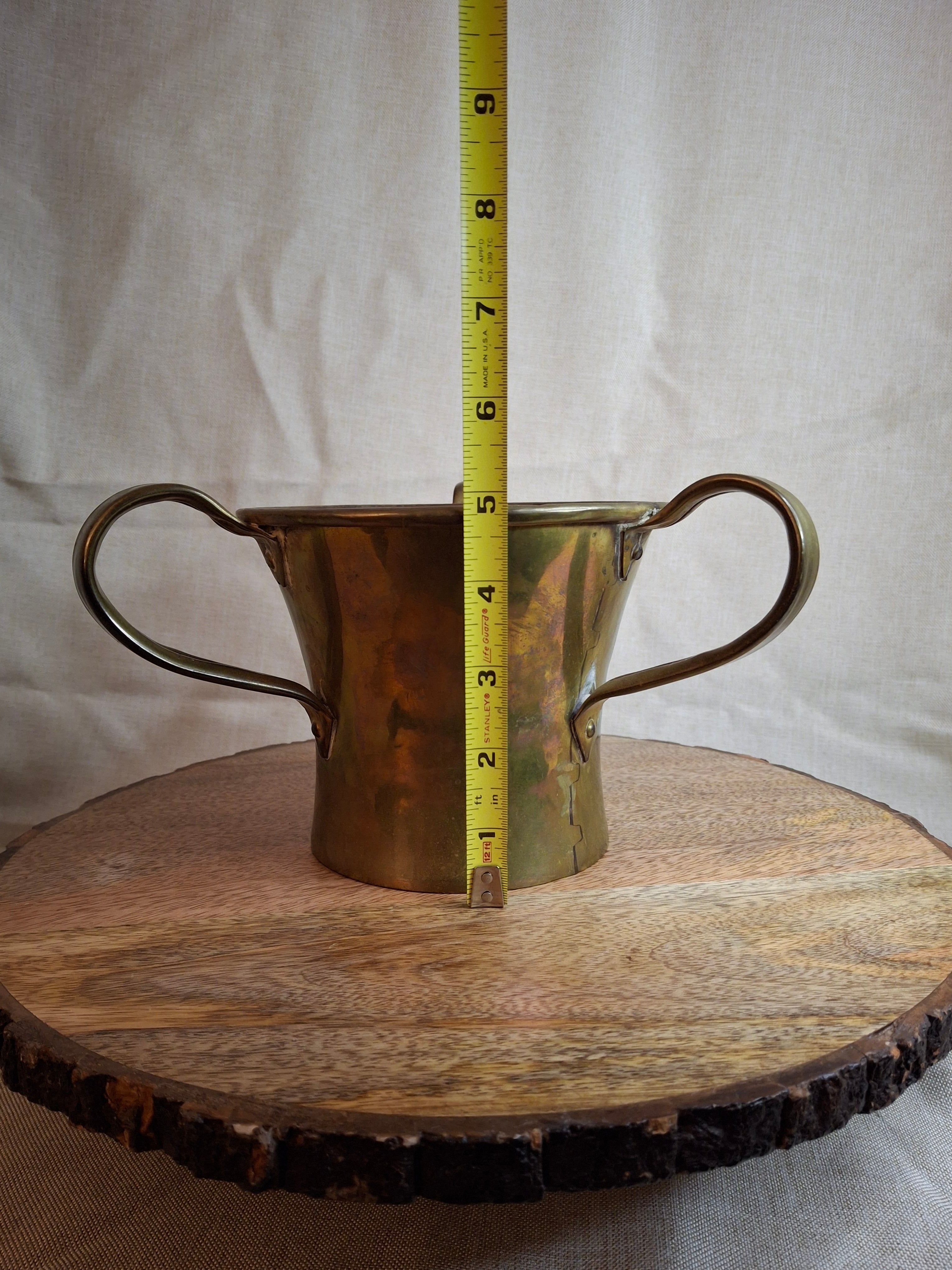 Antique 19th Century Imperial Russian Brass 3-Handle Negel Vasser Netilat Yadayim Wash Laver Cup Judaica
