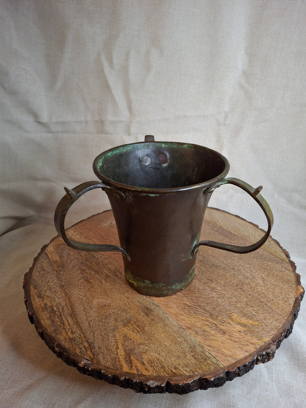 Antique Russian Imperial Copper Netilat Yadayim Cup 3 Handle Judaica Moscow Mark