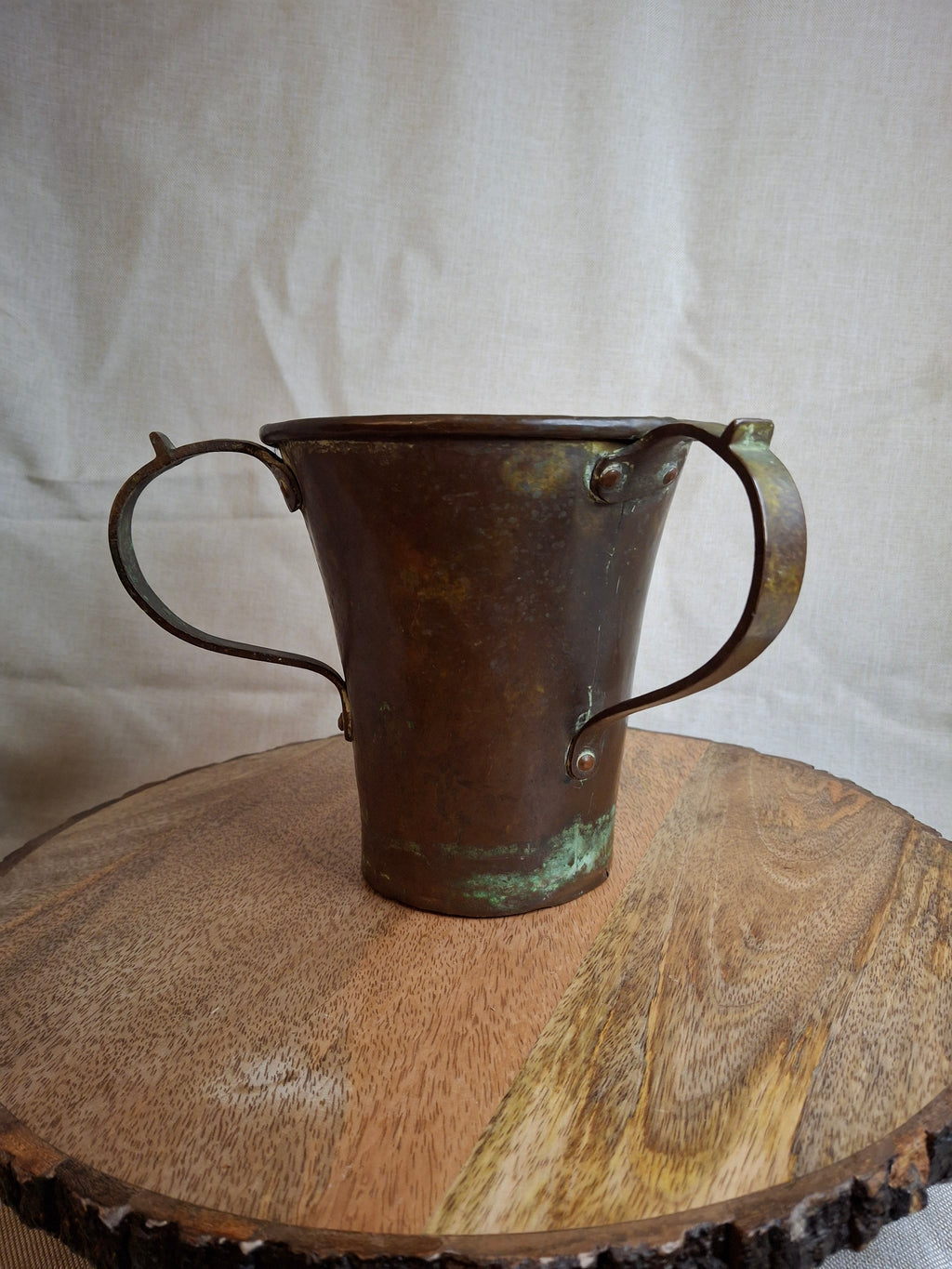 Antique Russian Imperial Copper Netilat Yadayim Cup 3 Handle Judaica Moscow Mark