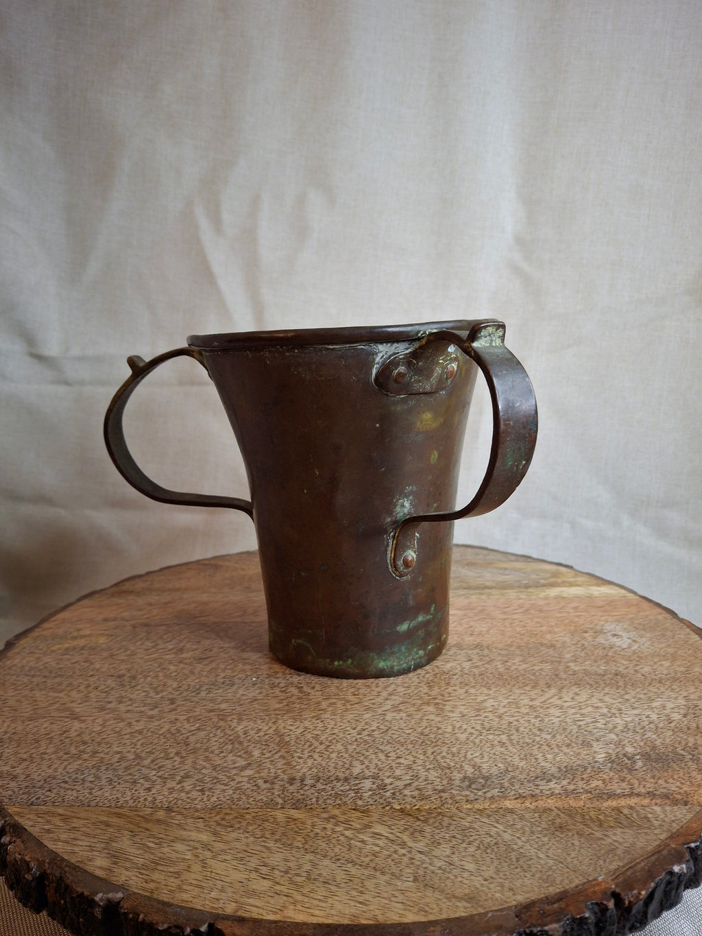 Antique Russian Imperial Copper Netilat Yadayim Cup 3 Handle Judaica Moscow Mark