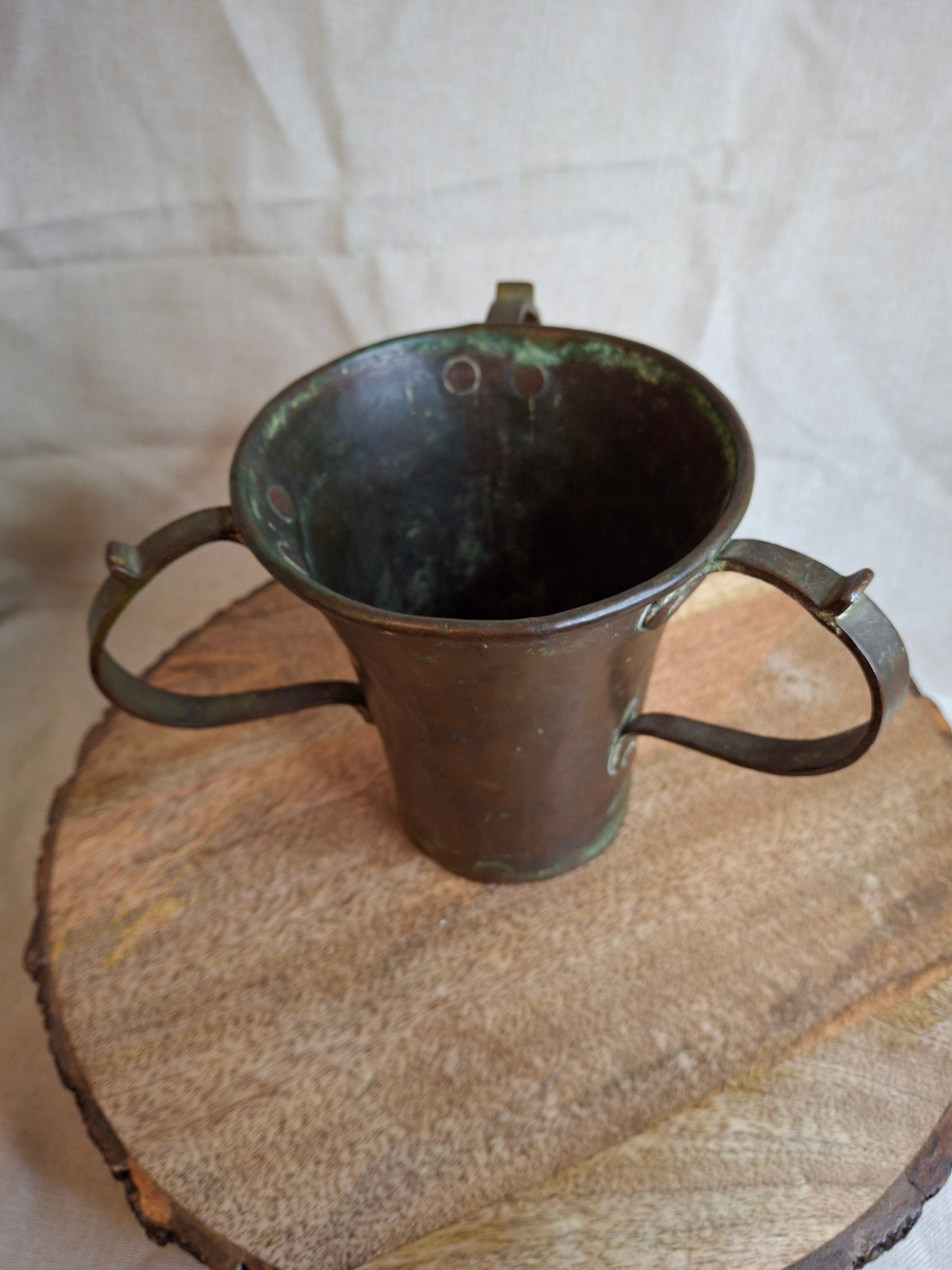 Antique Russian Imperial Copper Netilat Yadayim Cup 3 Handle Judaica Moscow Mark