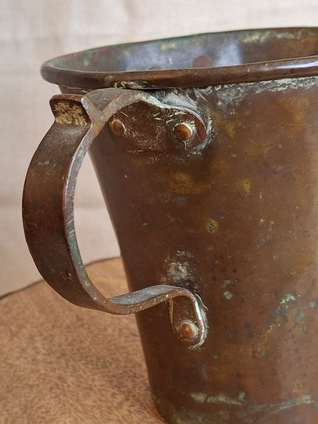 Antique Russian Imperial Copper Netilat Yadayim Cup 3 Handle Judaica Moscow Mark