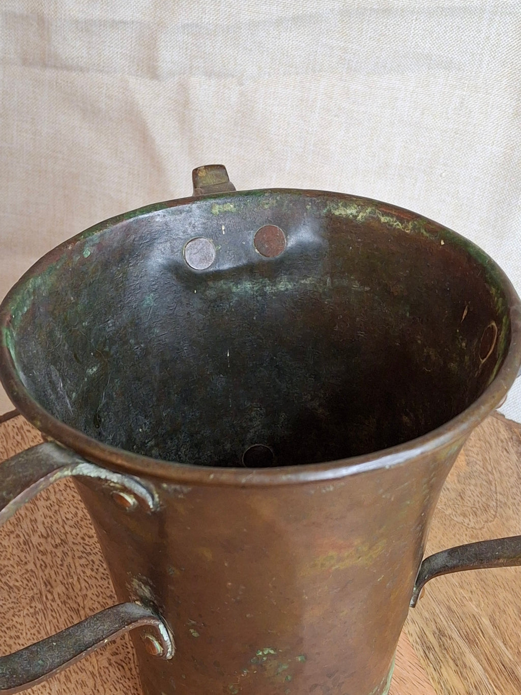 Antique Russian Imperial Copper Netilat Yadayim Cup 3 Handle Judaica Moscow Mark