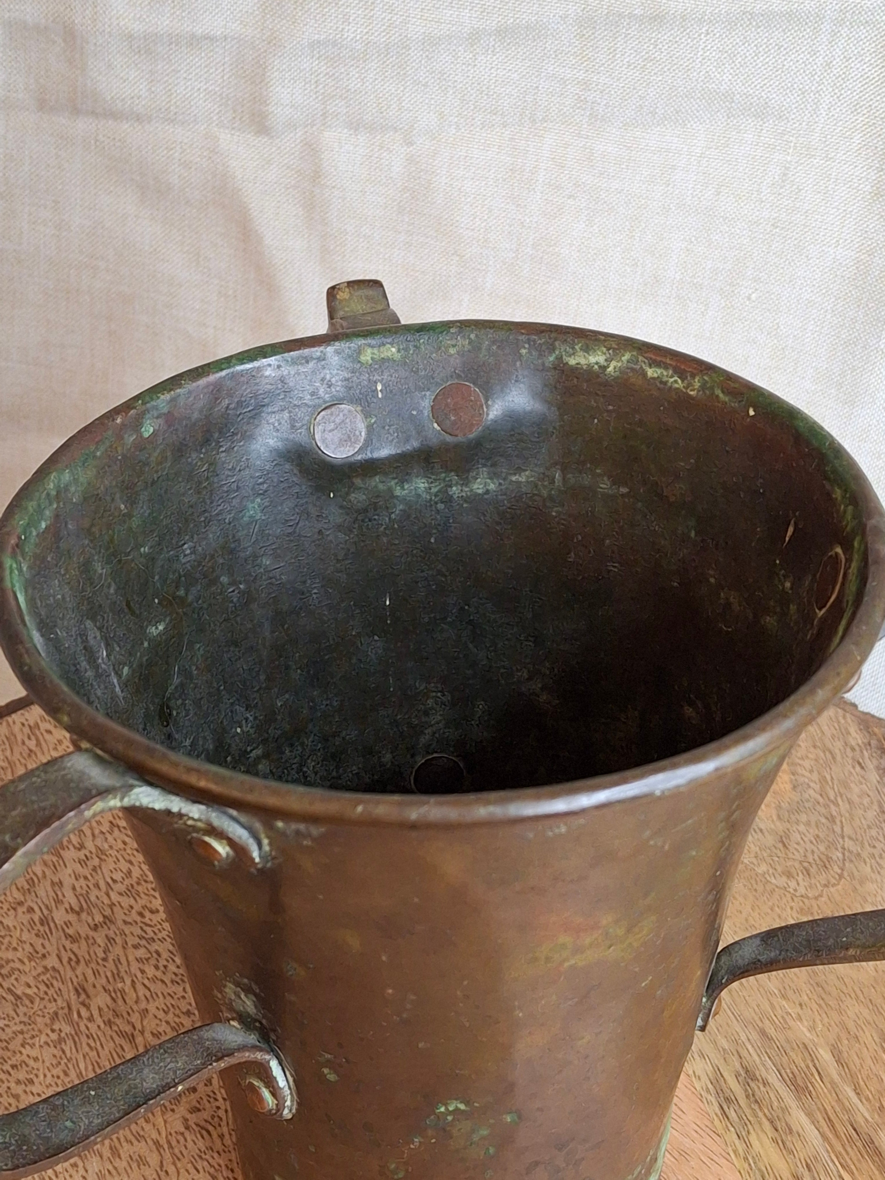Antique Russian Imperial Copper Netilat Yadayim Cup 3 Handle Judaica Moscow Mark