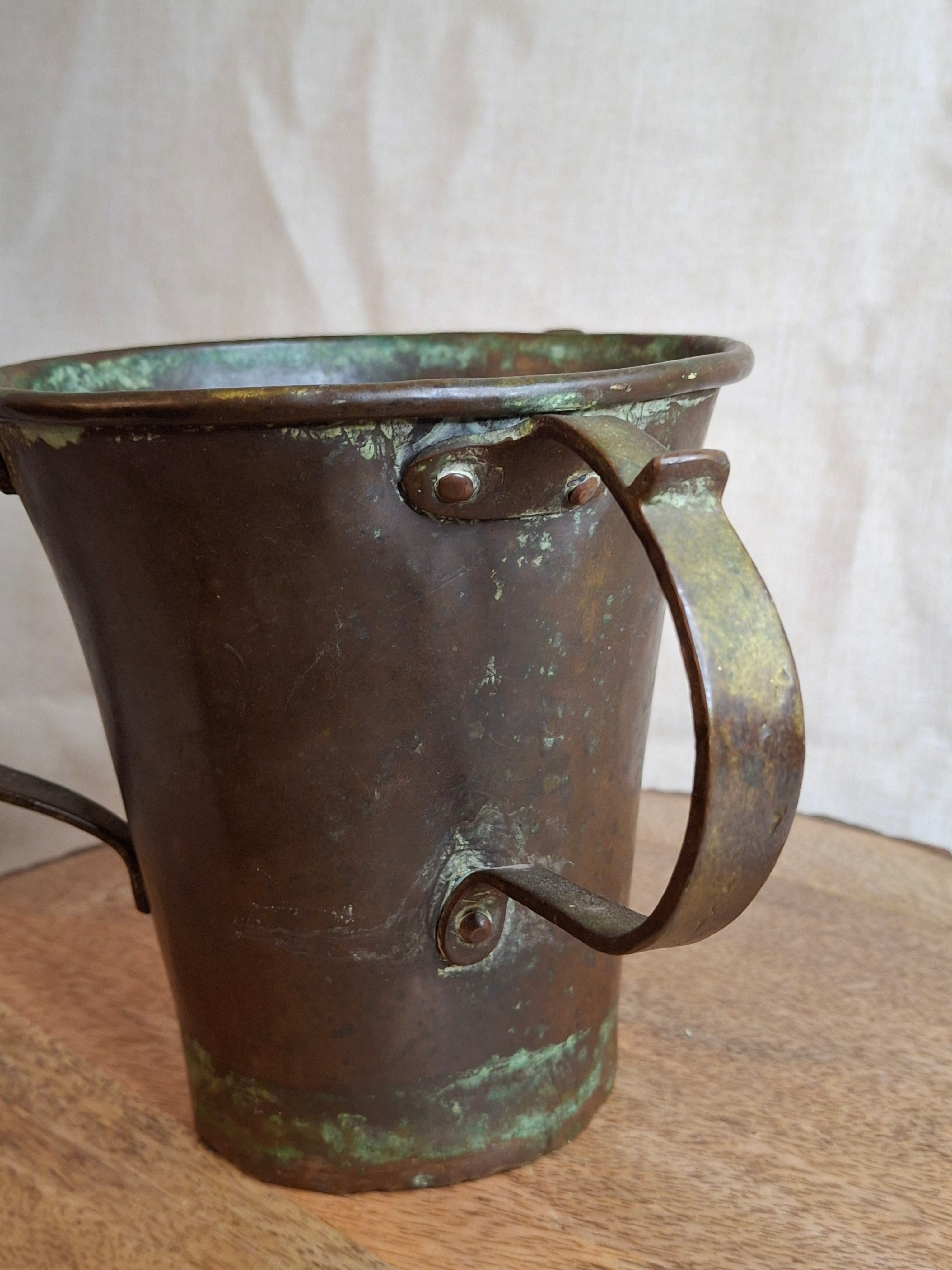 Antique Russian Imperial Copper Netilat Yadayim Cup 3 Handle Judaica Moscow Mark