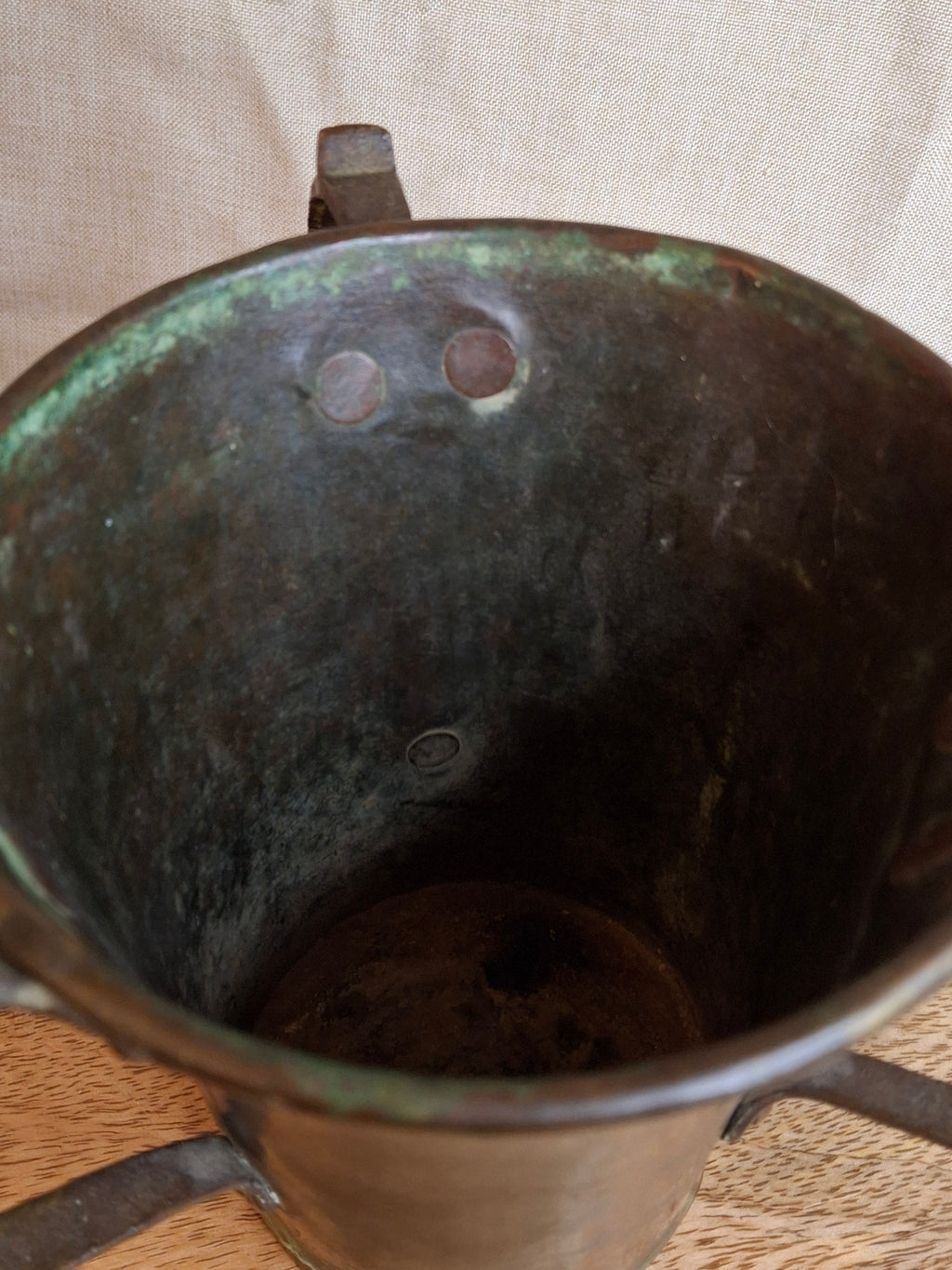 Antique Russian Imperial Copper Netilat Yadayim Cup 3 Handle Judaica Moscow Mark