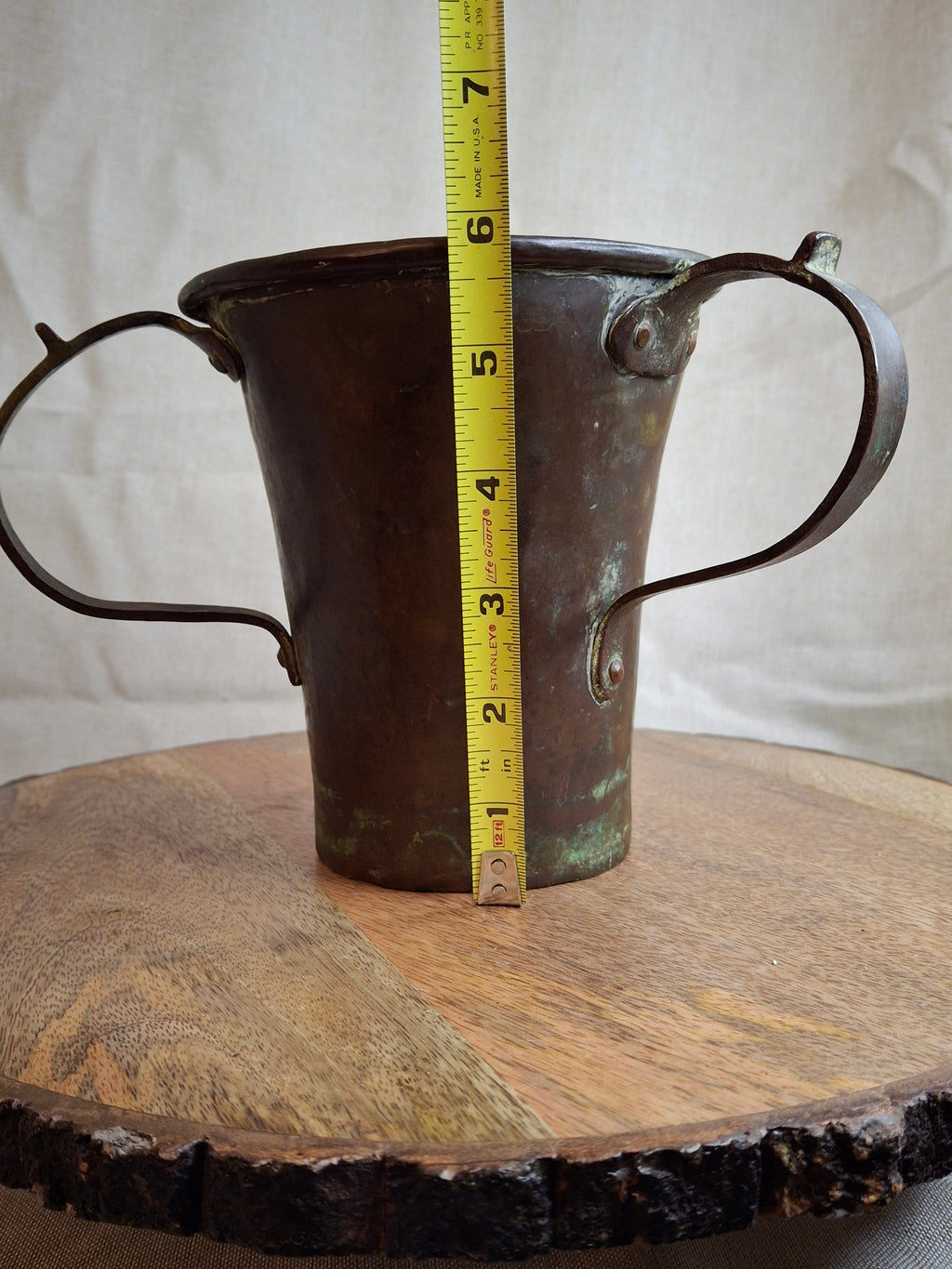 Antique Russian Imperial Copper Netilat Yadayim Cup 3 Handle Judaica Moscow Mark
