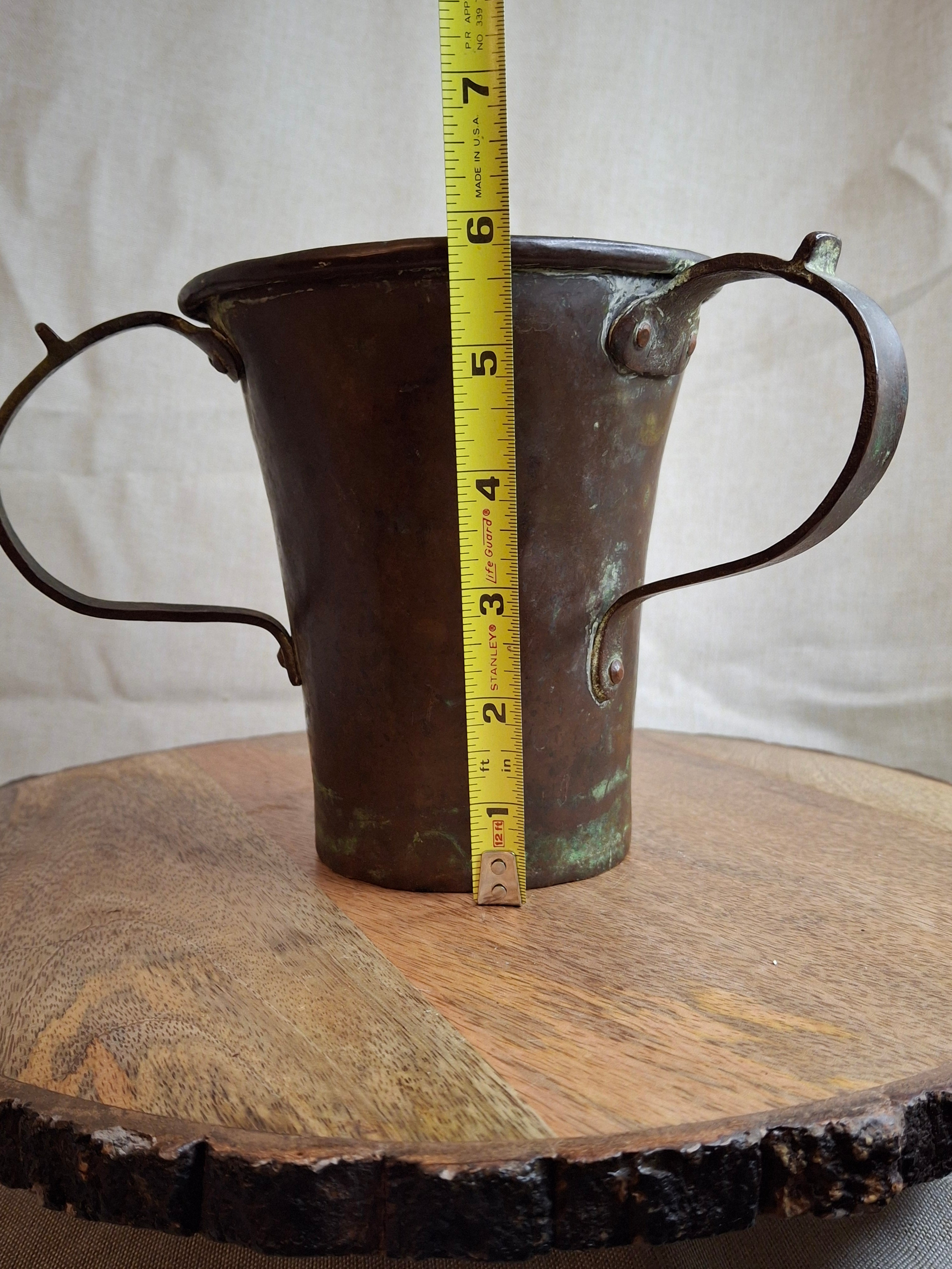 Antique Russian Imperial Copper Netilat Yadayim Cup 3 Handle Judaica Moscow Mark