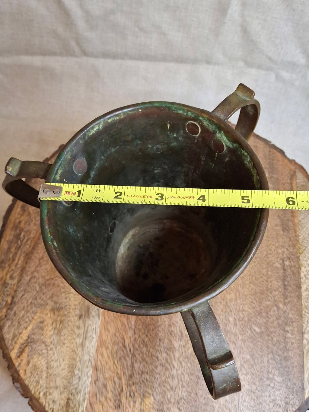 Antique Russian Imperial Copper Netilat Yadayim Cup 3 Handle Judaica Moscow Mark